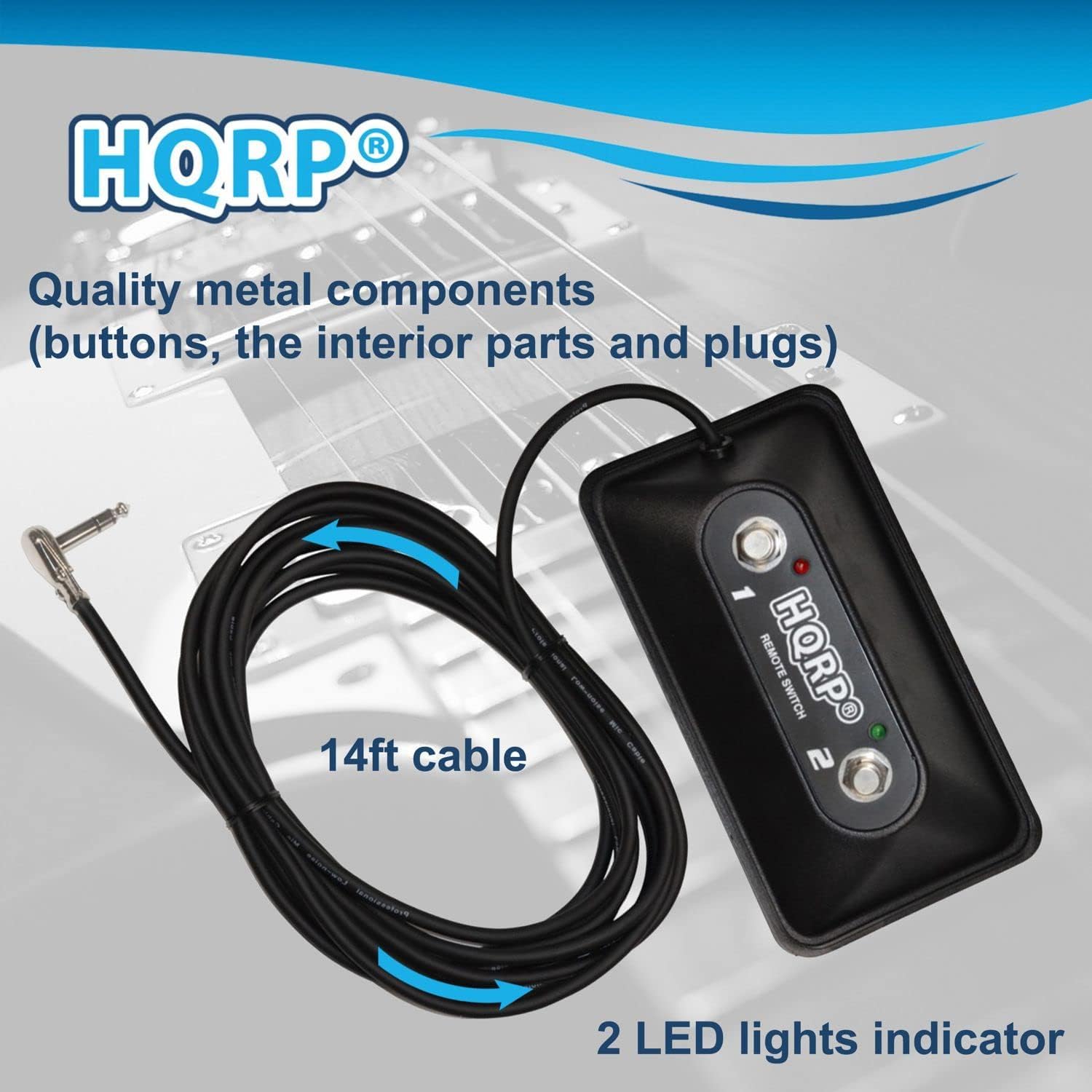 HQRP commutateur au pied à amplificateur de guitare à 2 boutons compatible avec Peavey 03022920 s'adapte Nashville, ValveKing, Windsor, 6505 Head, 6505 112 Combo amps