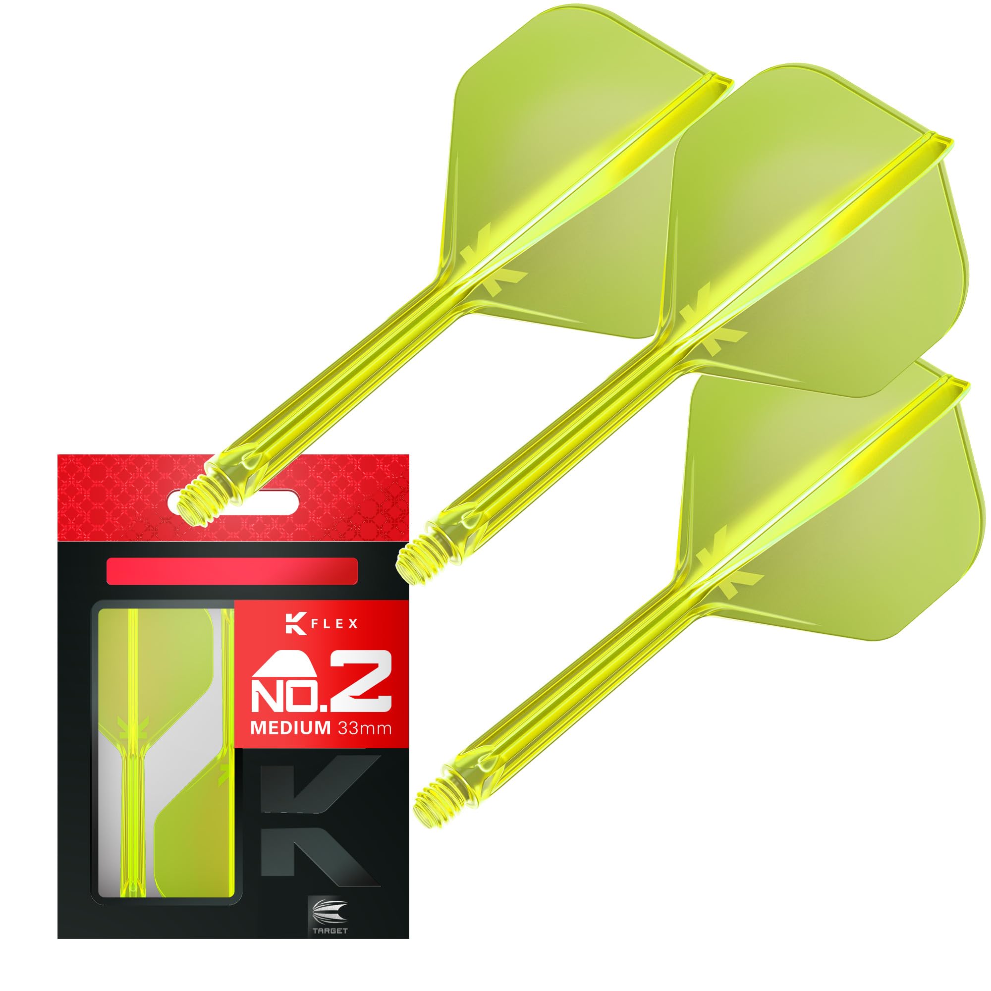 Target Darts K Flex Integrated Dart Flights And Shafts, No.2 | Pack Of 3 K-Flex - No2, Kflex All In One Moulded Dart Flight & Stem Lengths: Short, Intermediate & Medium | Professional Dart Accessories