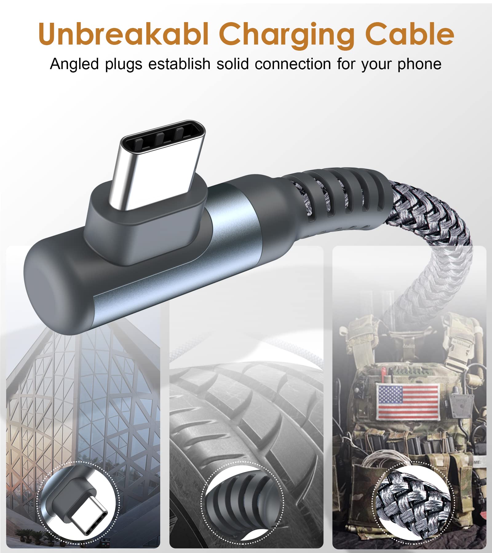 AviBrex Cavo USB Type-C di 90 Gradi [2 Pezzi 2M], Tipo C Cavo USB A a USB C 3,1A Ricarica Rapida Nylon per i Phone 17 16 15 Pro Max,Samsung S25 S24 a S8,A71,A54,M31,Note20,Xiaomi,Huawei,Pixel,LG