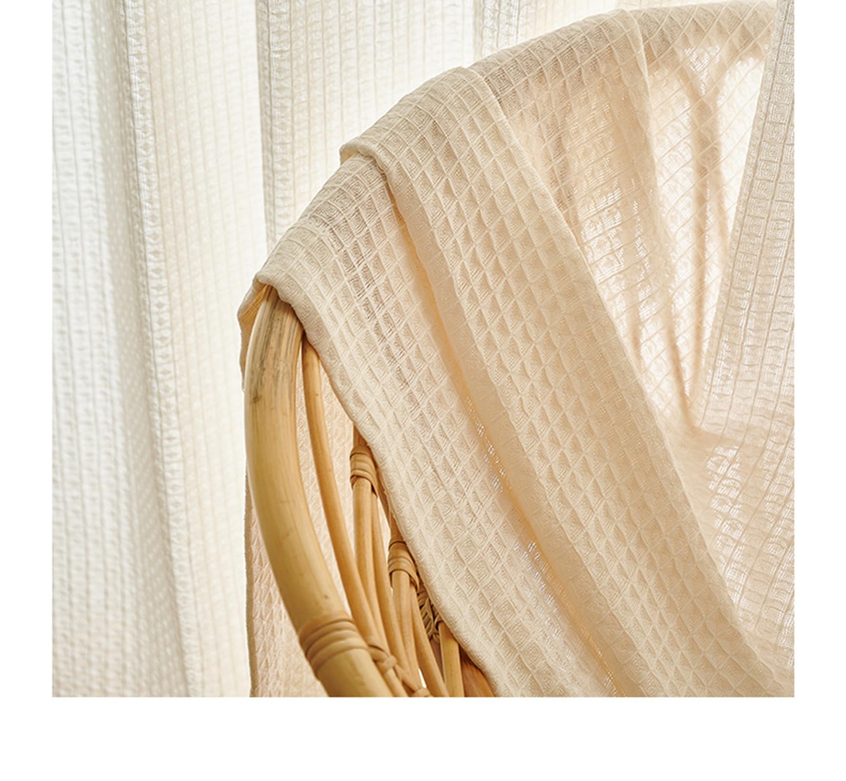 KnSam Rideaux Voilages Beige avec Oeillets, Rideau Texture Géométrique, 2 Panneaux, 280 x 215cm, Style A (1 Panneau: 140 x 215cm)