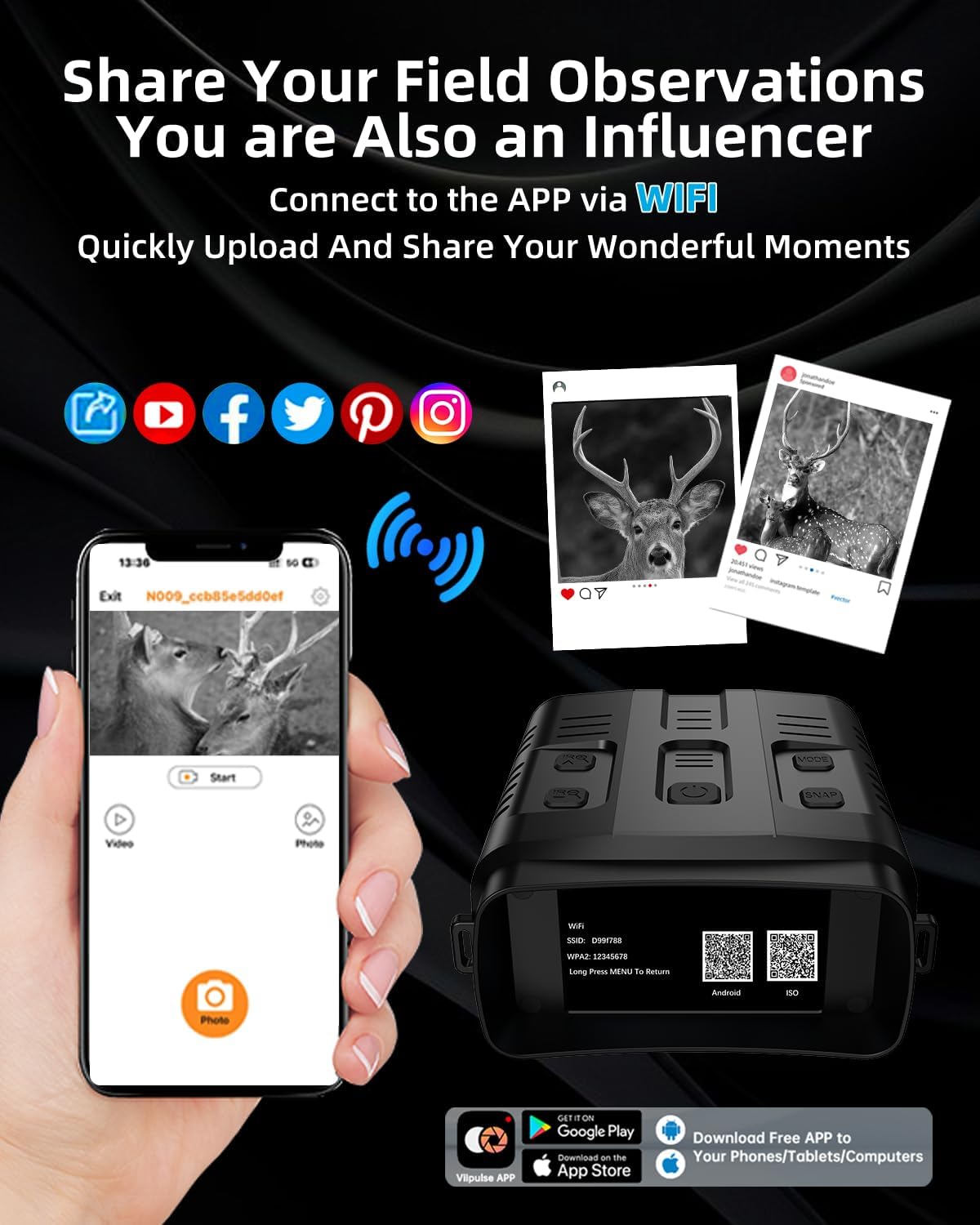 4K Day/Night Vision Goggles | Smart App Night Vision Binoculars - Up to 2642 FT Viewing Range, 3" HD LCD Screen, 4000mAh Rechargeable Battery, Includes 32GB Card, Video & Audio Recording for Camping