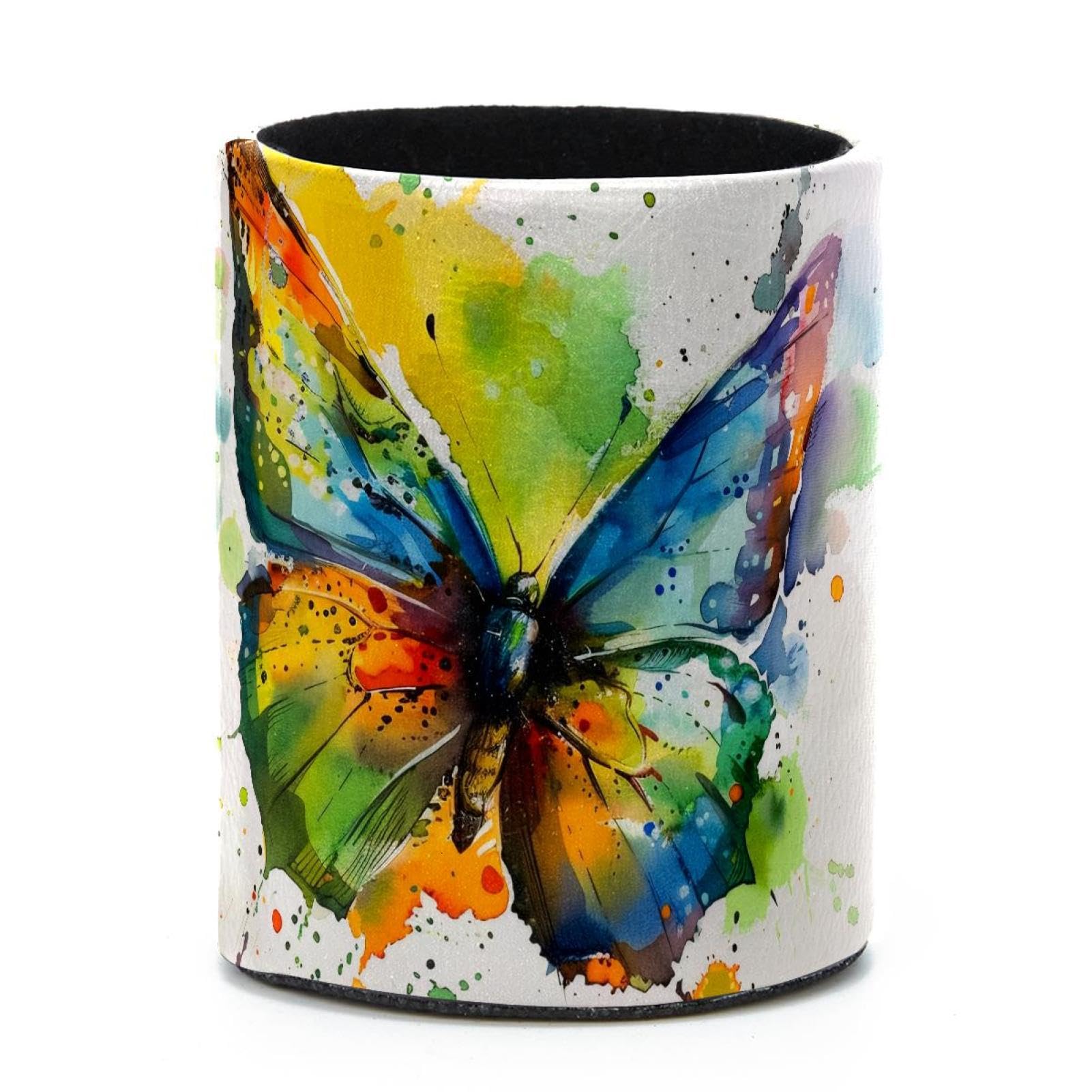 VAPOKF Round Pencil Holders for Desk, Watercolor Butterfly Pen Holders Pen Pot Makeup Brushes Storage Desktop Stationery Supplies Organiser for Home Office
