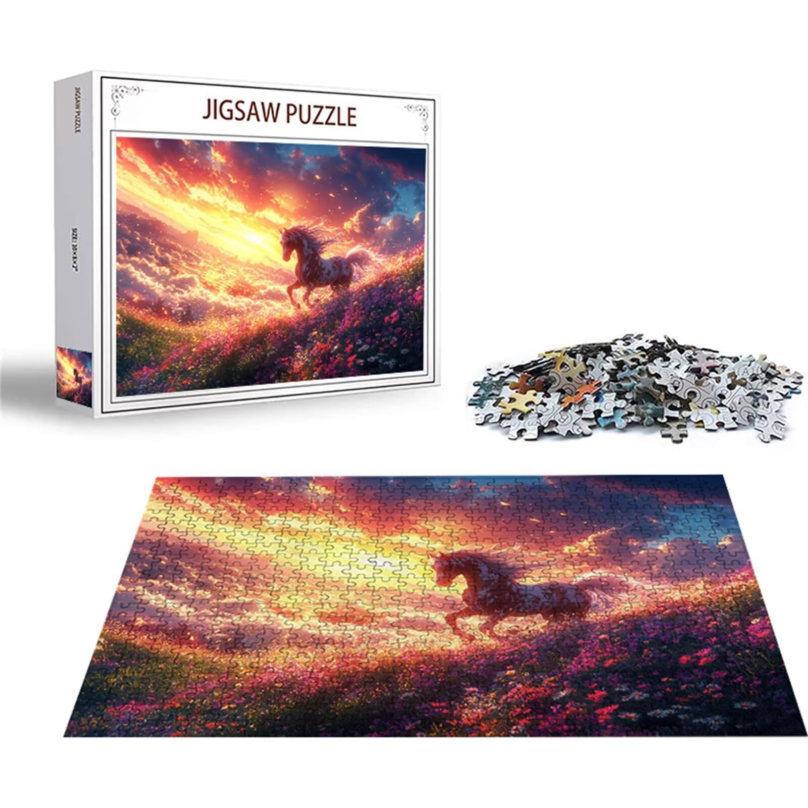 Puzzle 2000 Piezas Flor Puzzle Caballo Rompecabezas Adultos, Rompecabezas Pieza de Madera Juguetes Jigsaw Arte, Jigsaw Educa para Adultos y Niños a Partir de 14 Años C-5