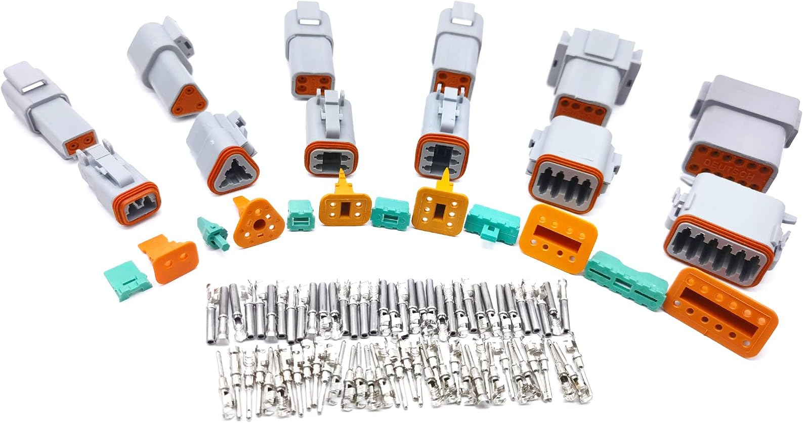 DT06&DT04 DT Connector Kit 2,3,4,6,8,12P Male&Female Automotive Electrical Waterproof Wire Connectors Plug 16-22AWG With 35 Terminals Pins for Car Motorcycle Truck Boat Scooter (Gray)