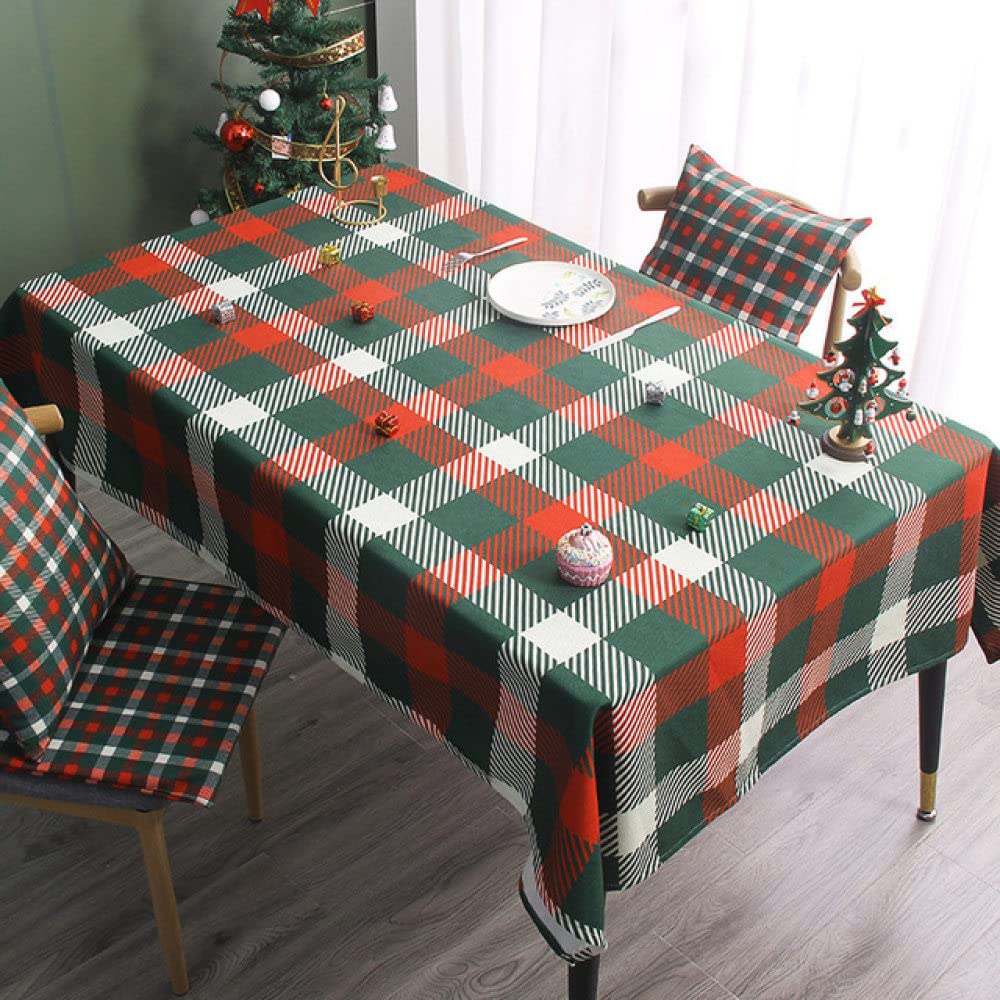 Nappe de Noël à carreaux en tissu de qualité supérieure 140x140