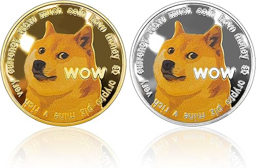 Colección de monedas Dogecoin, moneda virtual de perrito, moneda Shiba Inu chapada en oro y plata conmemorativa Ccoin