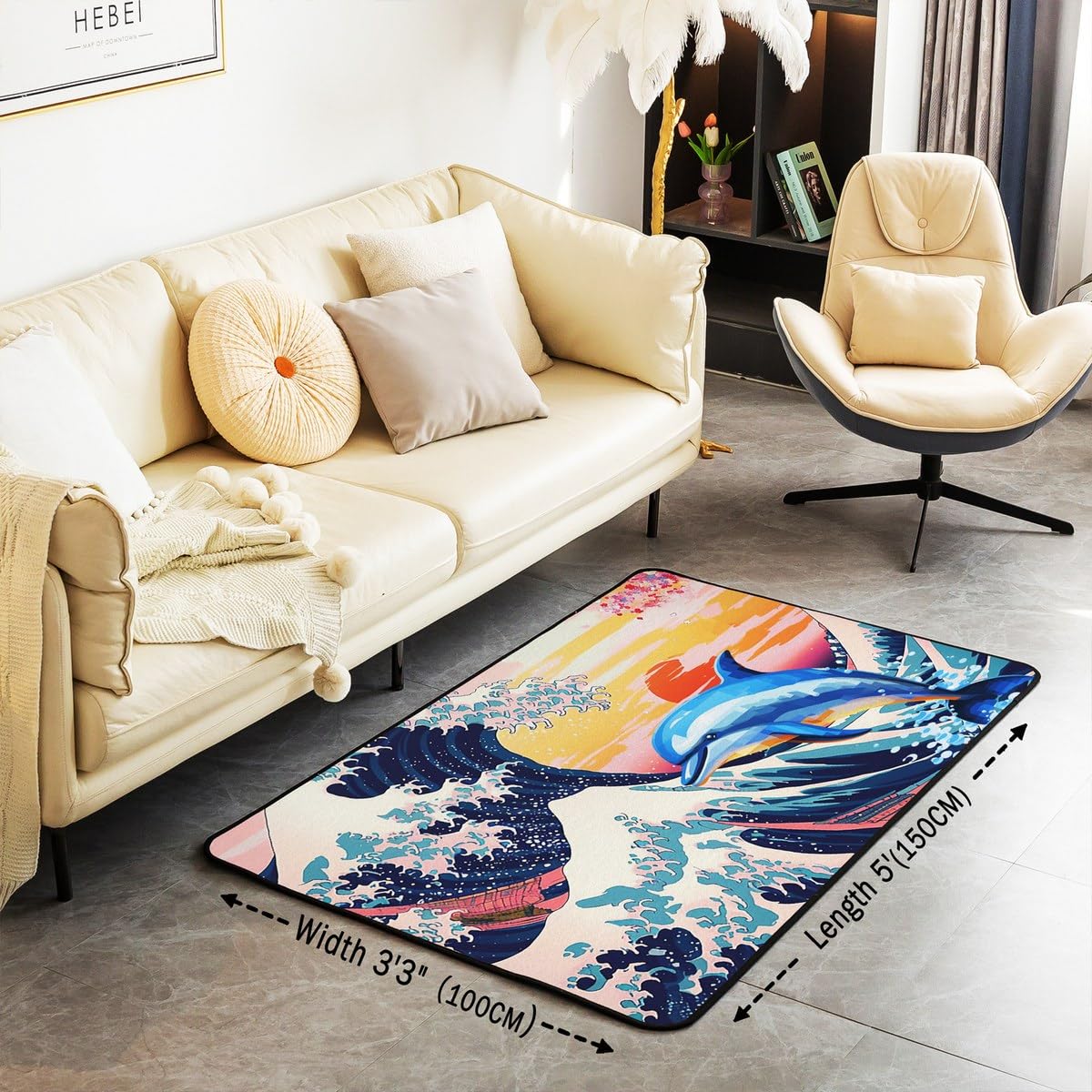 Amazon.com: Japanese Ukiyo-e Area Rug 3x5 for Bedroom Playroom