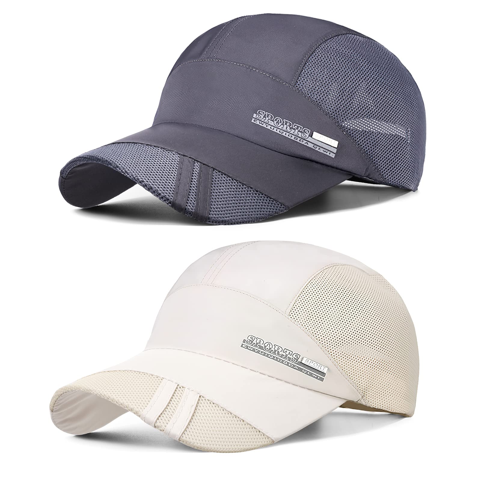 TAGVO Gorra de béisbol de Malla Deportiva, Paquete de 2 Malla Transpirable de Verano Gorras de Sol de béisbol de Secado rápido Gorra de Visera ejecutiva Unisex con Cierre de Hebilla Ajustable