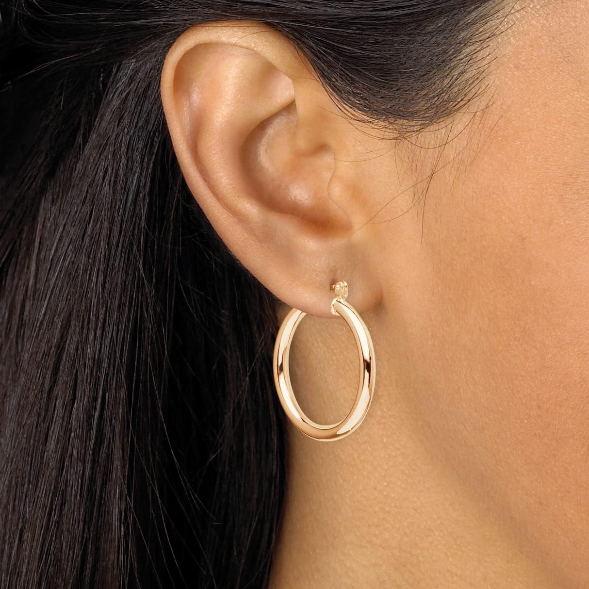 PalmBeach 18K Gold Plated Sterling Silver 3 pair set Hoop Earrings (18mm) (19.5mm) (28mm)