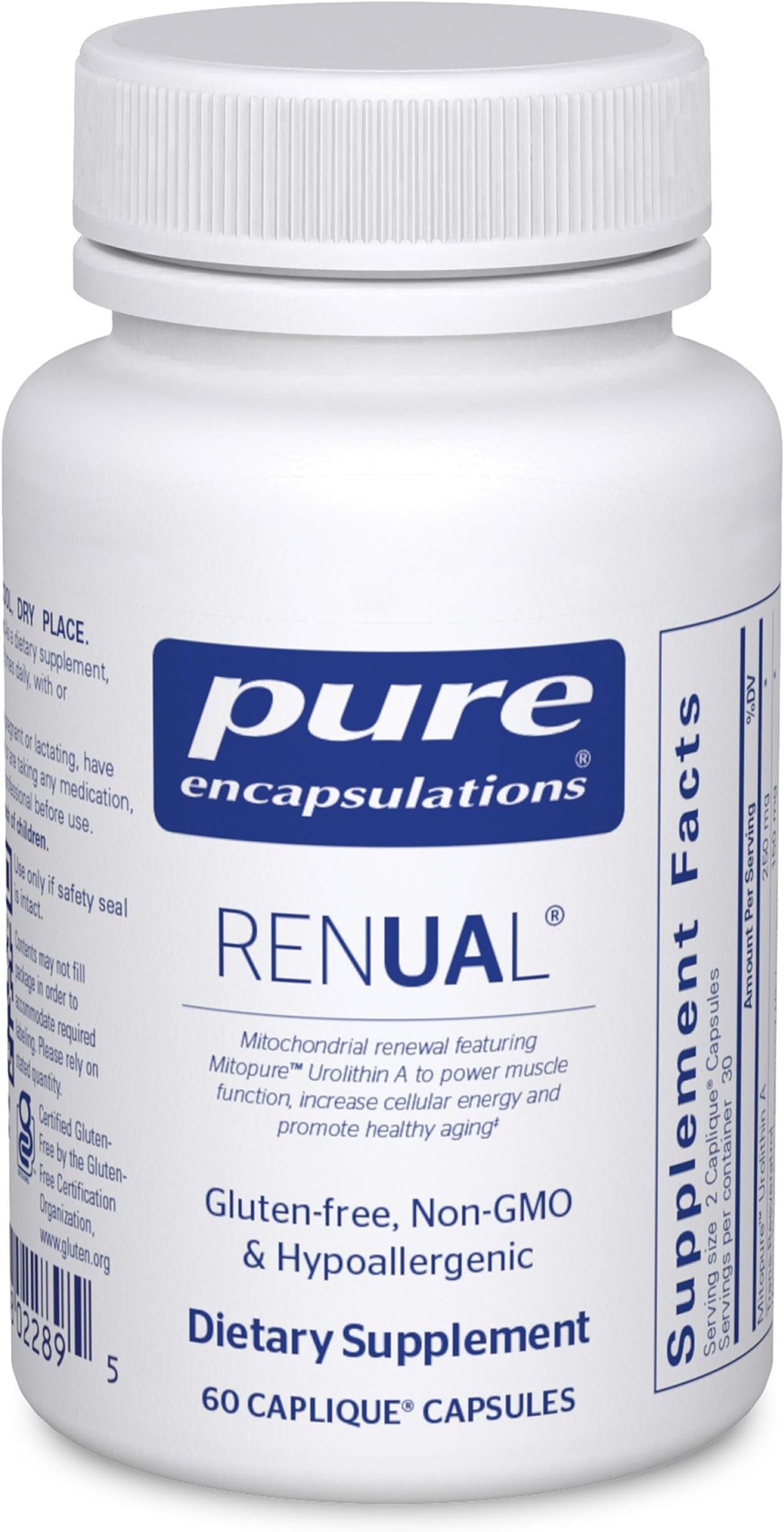 Renual | Urolithin A Supplement | Support for Muscle Function, Cellular Energy Production, Mitochondrial Health, and Healthy Aging* | 60 Caplique Capsules