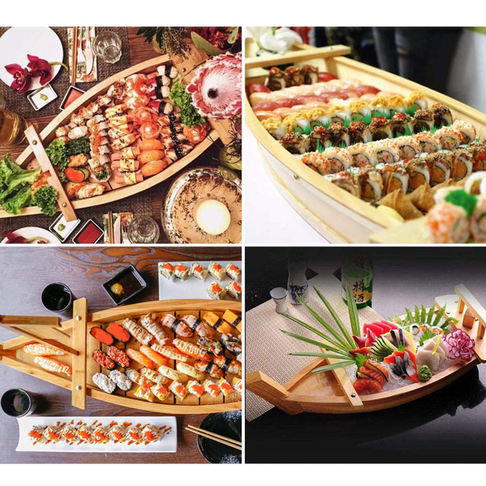 Plateau de service en bambou pour sashimi, présentoir à sushis, idéal pour restaurant, fête ou fête d'anniversaire, 50 cm, plusieurs