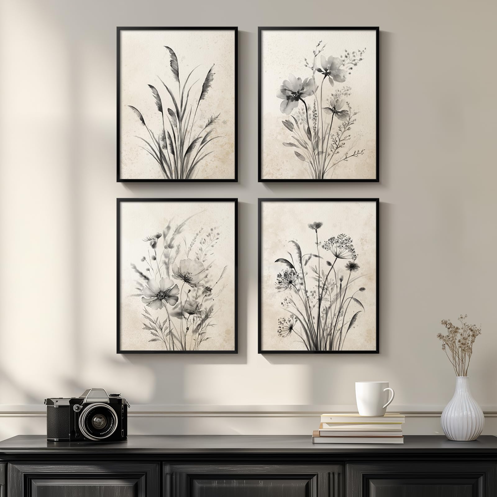 Amazon.com: Framed Vintage Rustic Farmhouse Botanical Floral Wall