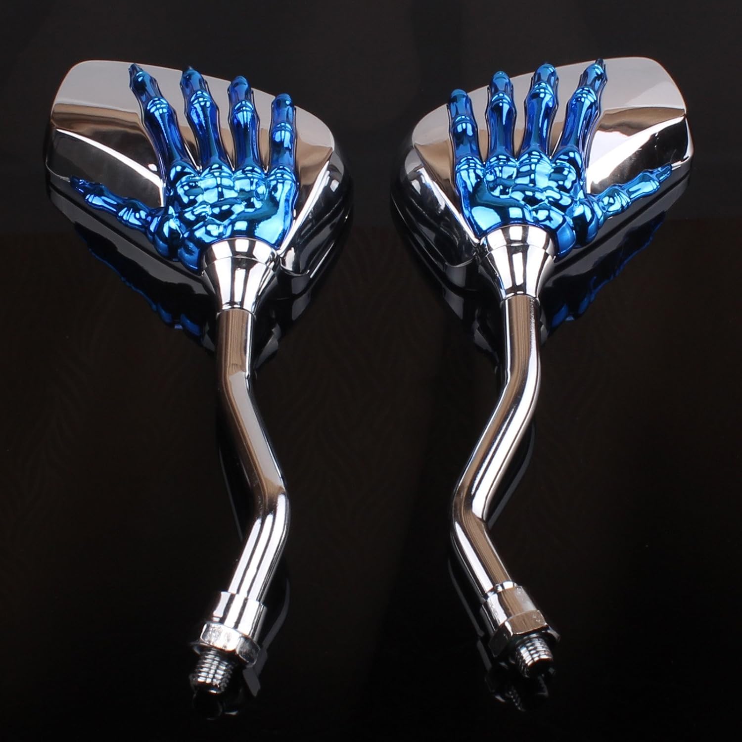 Heart Horse 1 Pair Universal Motorcycle Scooter Chrome High Definition Skull Hands Claw Side Rear View Mirrors for Motorbike E-Bikes ATV with 10mm and 8mm Thread