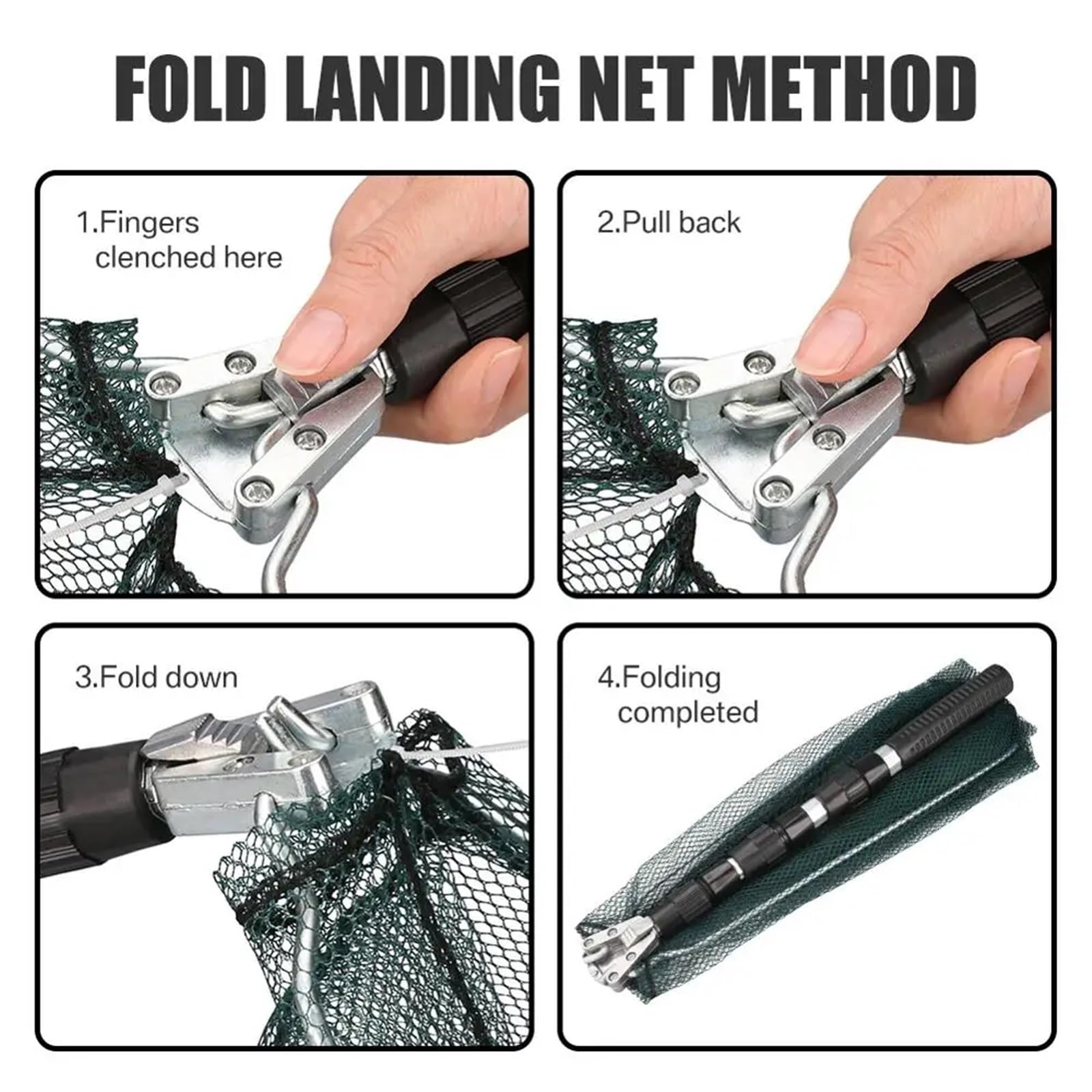 Angelkescher, Fischernetz, 130 cm, Aluminiumlegierung, teleskopierbar, zusammenklappbar, einziehbare Stange für Karpfenangeln, Fangen und Freigabe von Fischernetz