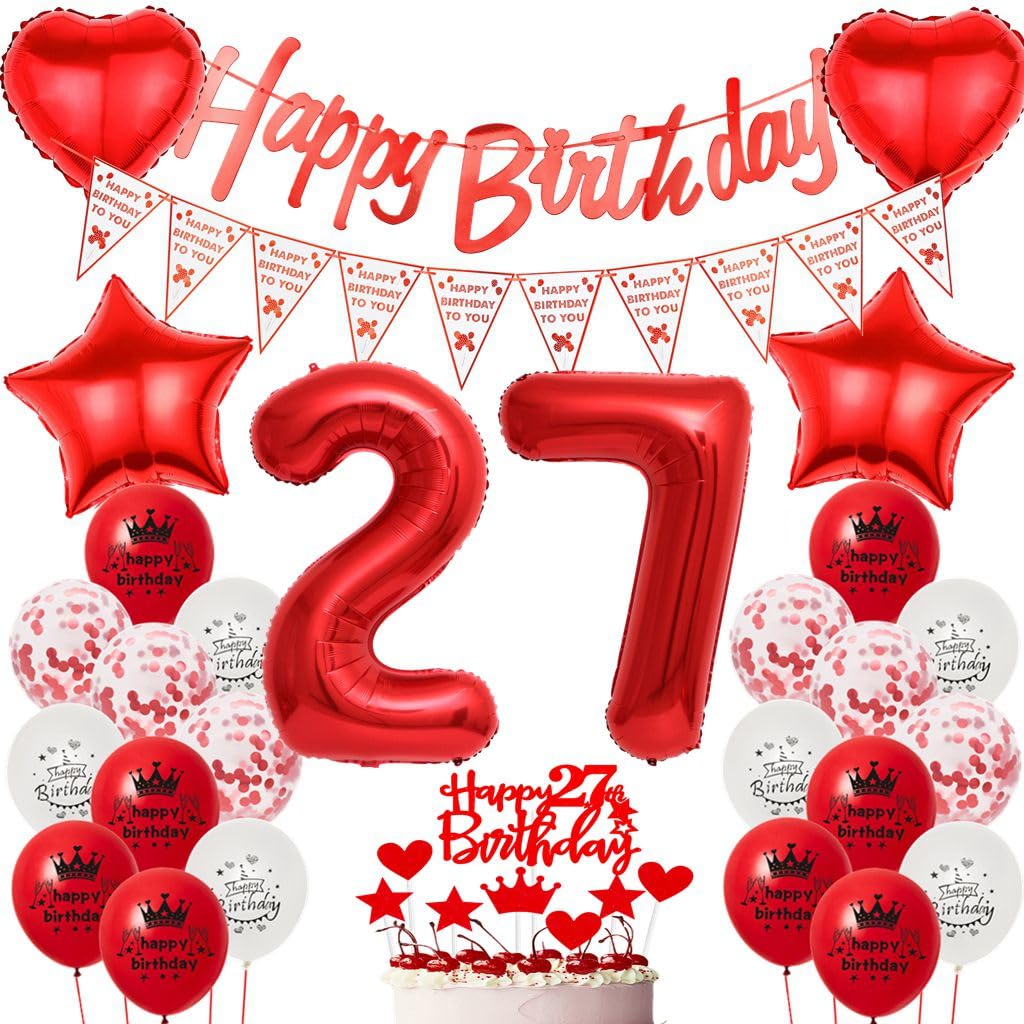 27° compleanno decorazione set 72 palloncini per donne e uomini arcobaleno decorazione compleanno arcobaleno 27 anni compleanno donna decorazione 27 palloncini con ghirlanda Happy Birthday