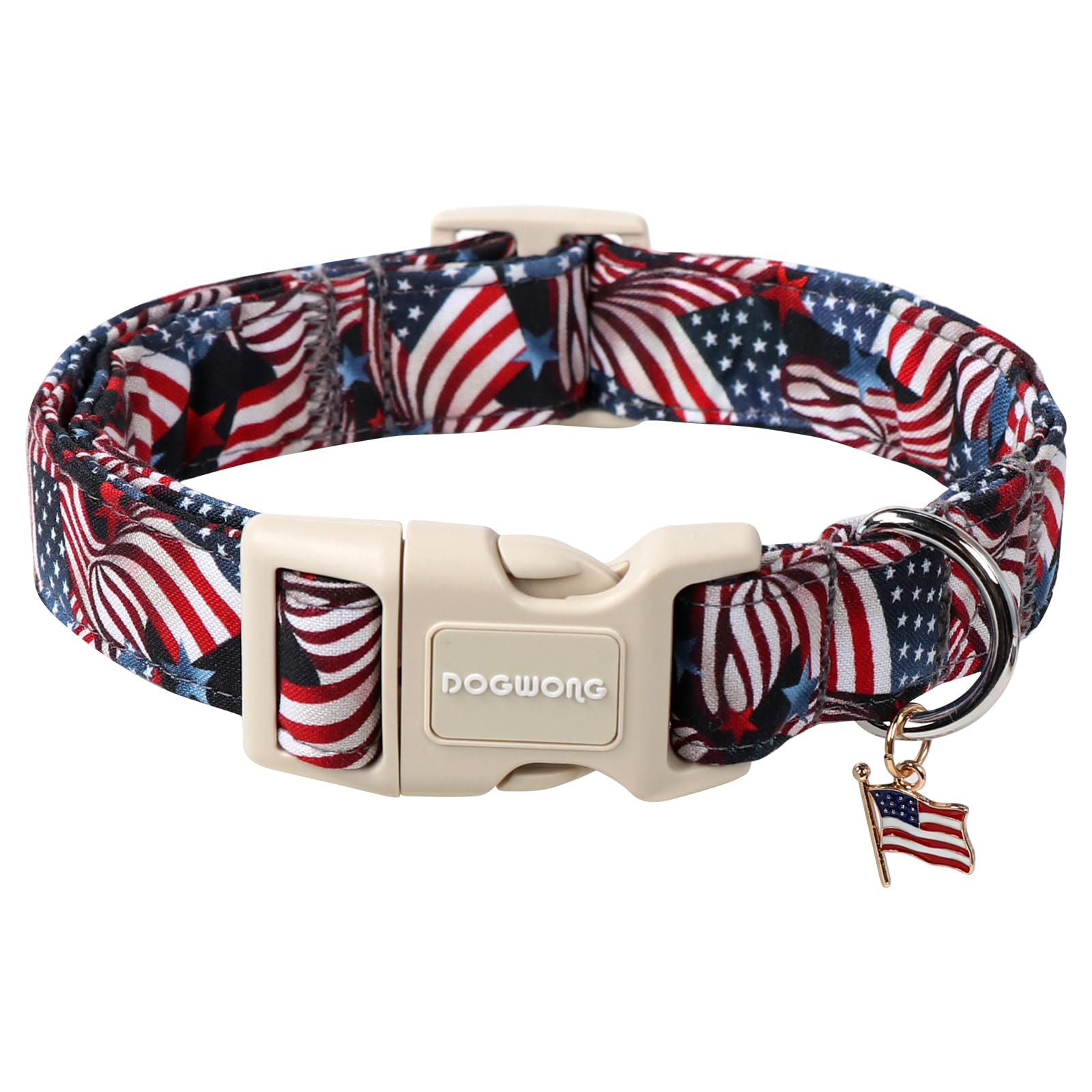 DOGWONG Patriotic Flag Dog Collar, 4th of July American Flag Dog Collars, Adjustable Cute Patriotic Pet Collars Fourth of July Design Dog Collar for