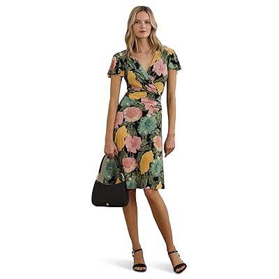 Lauren Ralph Lauren Floral Stretch Jersey Surplice Dress Women