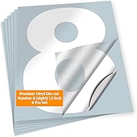 Vista 61 de iSYFIX - Calcomanías de vinilo blancas con número 0 (cero) - Juego de 6 unidades de 1.5 pulgadas autoadhesivas - Decalcomanías premium troqueladas