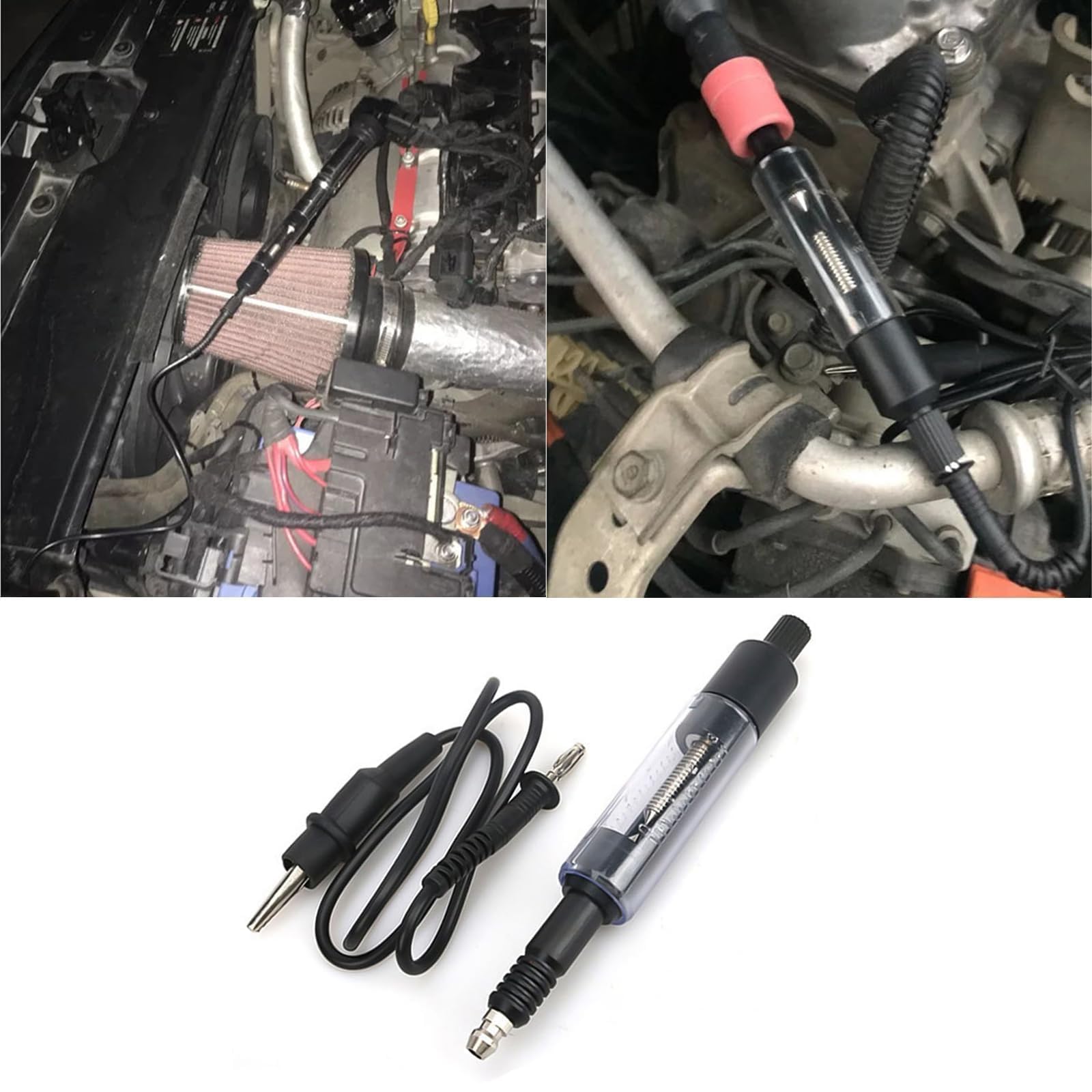 NIYATA Tester di Accensione, Tester di Candele di Accensione,Con Cavo,Tester Candela del Motore di Auto,per Motociclette,Camion,Falciatrici per Erba,Nero