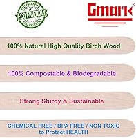 Vista 5 de Gmark Palitos de café de 7.5 pulgadas, 1000 unidades de extremo redondo, agitadores de café ecológicos de madera para bebidas calientes, madera