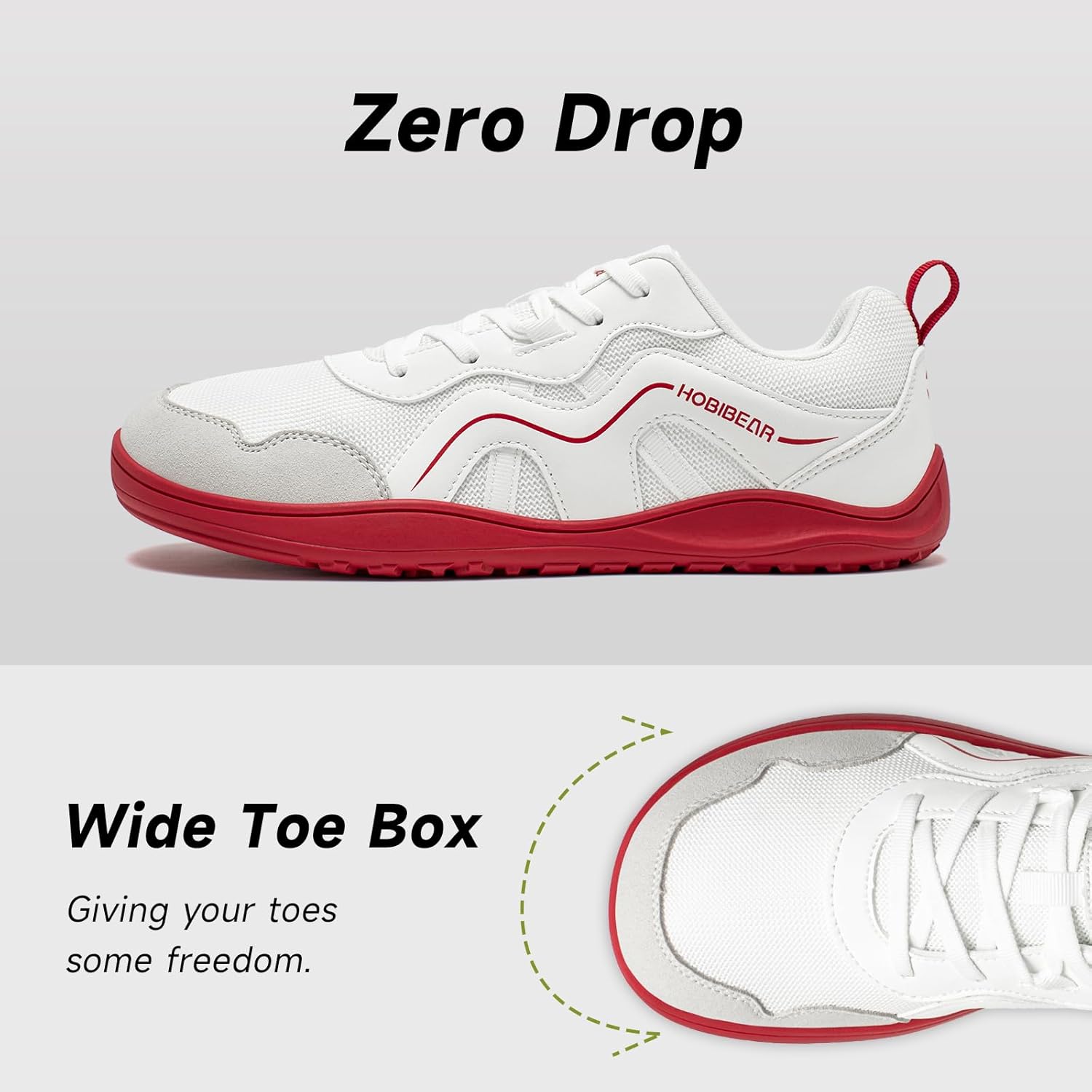 HOBIBEAR Men's Wide Toe Box Barefoot Sneakers | Zero Drop | Lightweight Walking Shoes