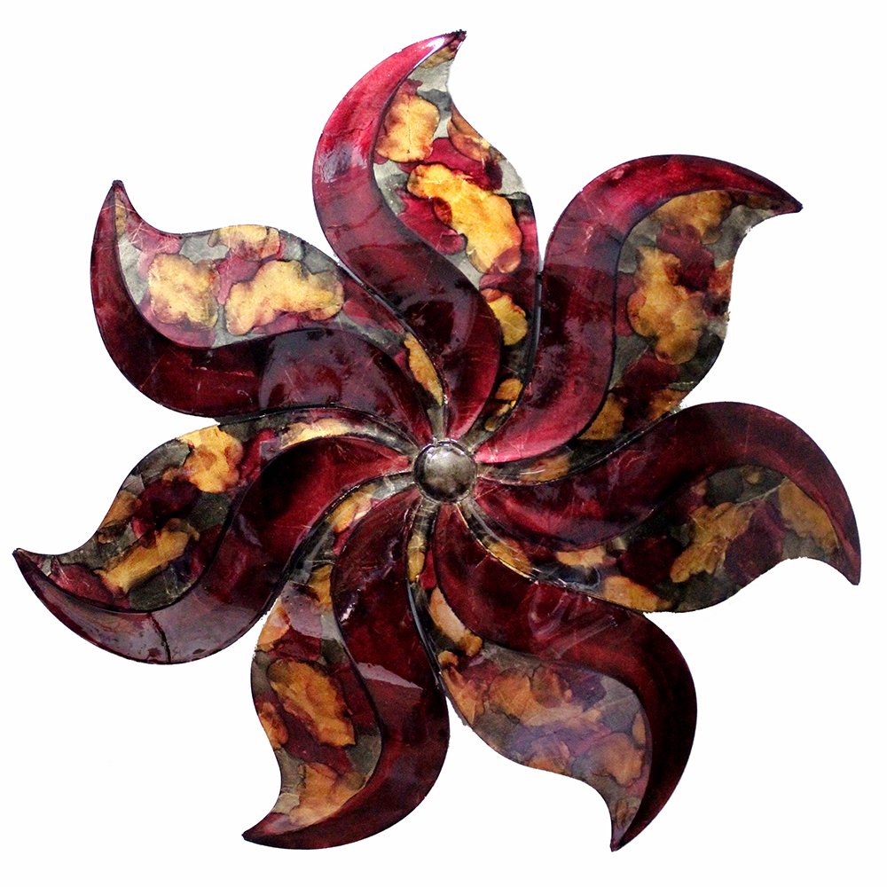 Heather Ann Creations Home Decorative Tamar Large Flower Metal Wall Decor - Burgundy, Copper and Brown