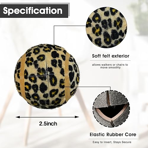 Miniatura 3 de LITIAN Paquete de 4 pelotas de tenis precortadas para caminantes, pelotas antideslizantes resistentes con almohadillas de fieltro para caminantes y