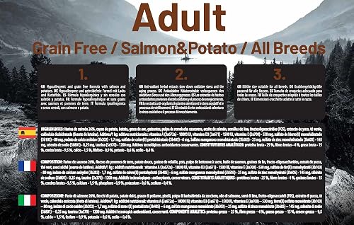 The Hunger of the Wolf Cibo secco per cani adulti di tutte le razze e cani con allergie, linea delicata senza cereali a base di salmone e patate - 14 kg - 4