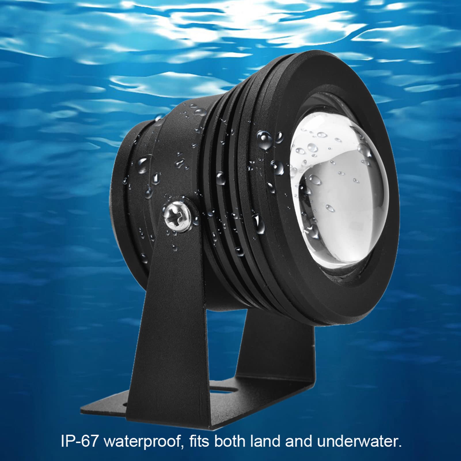 Faretto per Acquario, Faretto a LED RGB Impermeabile 12V 10W per Acquario, Piscina, Giardino (Guscio)