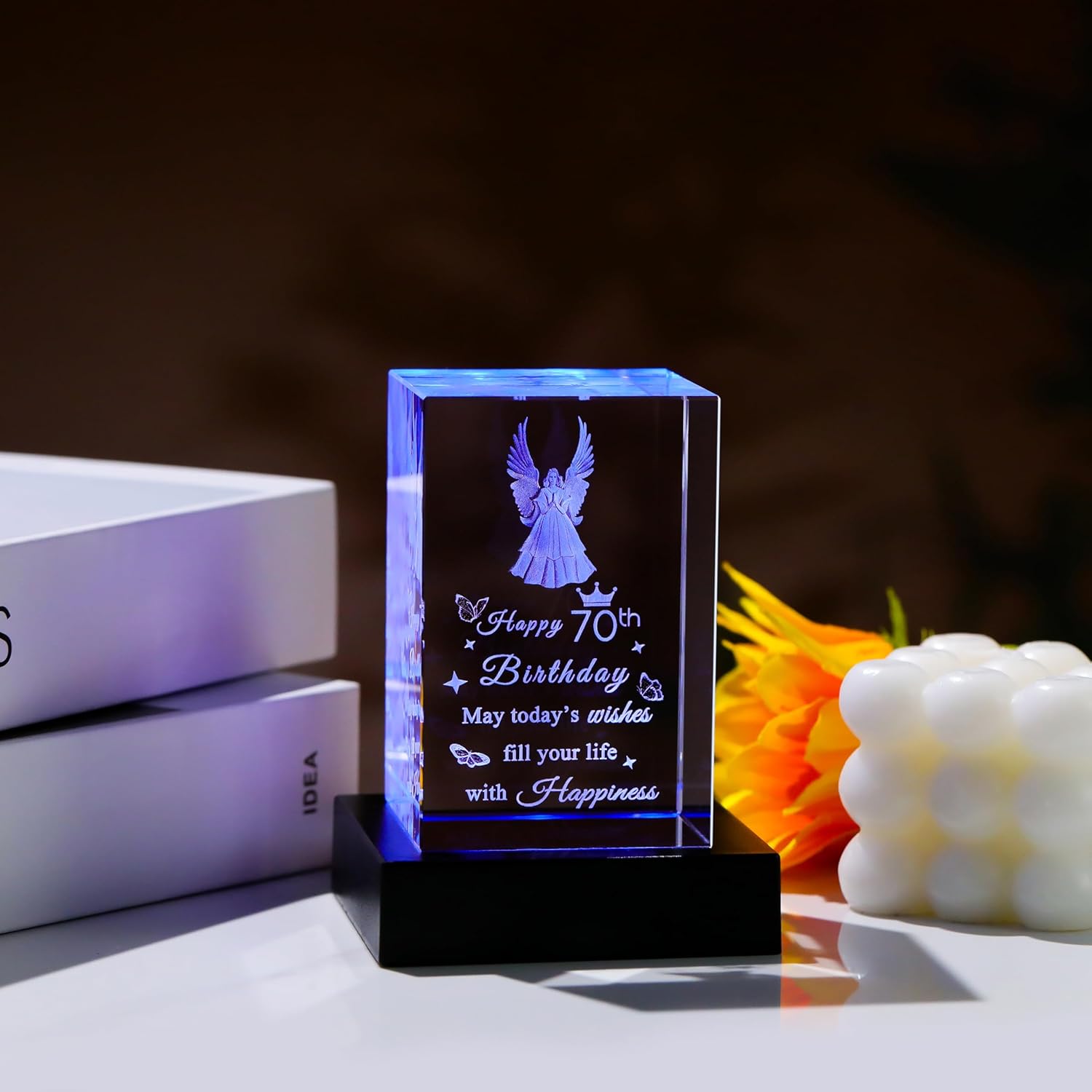 Enjinkail 70th Birthday Gifts for Women Men - Crystal Guardian Angel Gifts Personalized 1954 70 Year Old Birthday Present for Her Him - Happy 70th Birthday Gifts Ideas for Mom Dad Unique - Image 2