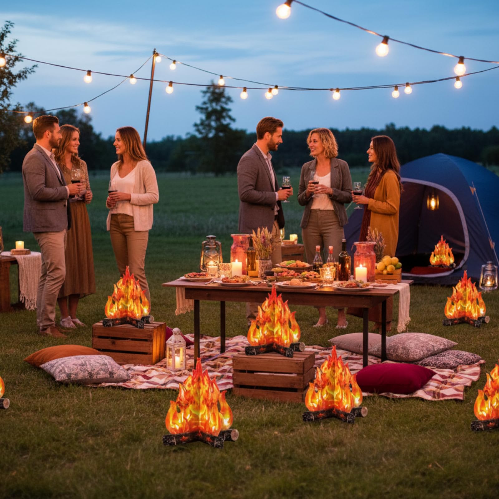 Amazon.com: Boao 3 Sets Fake Fire Fake Flame Prop Camping