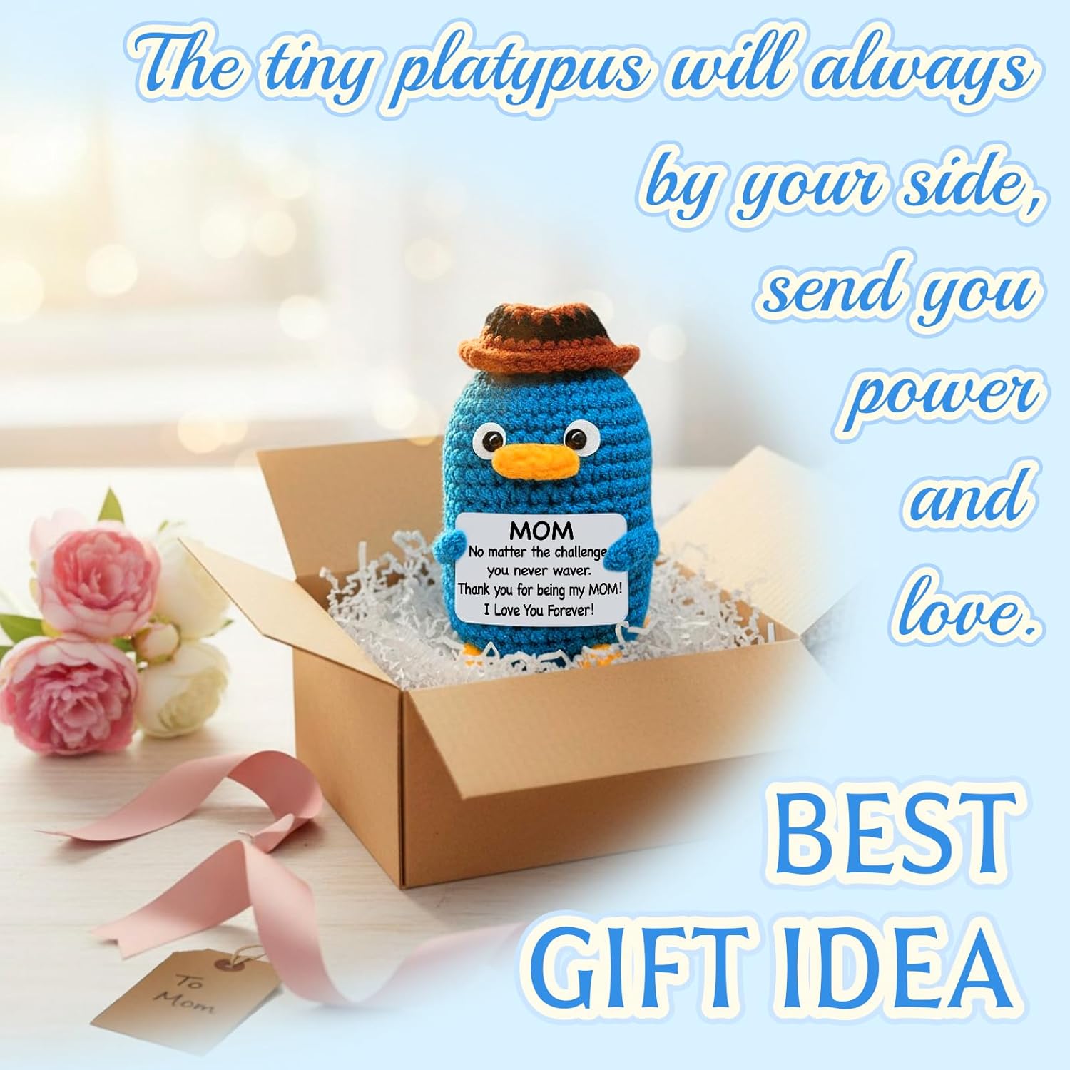 Gifts for Mom, Cute Handmade Positive Crochet Platypus Presents for Mommy Mama Mother in Law, Funny Mothers Day Birthday Gifts for Mom from Daughter/Son - Image 4