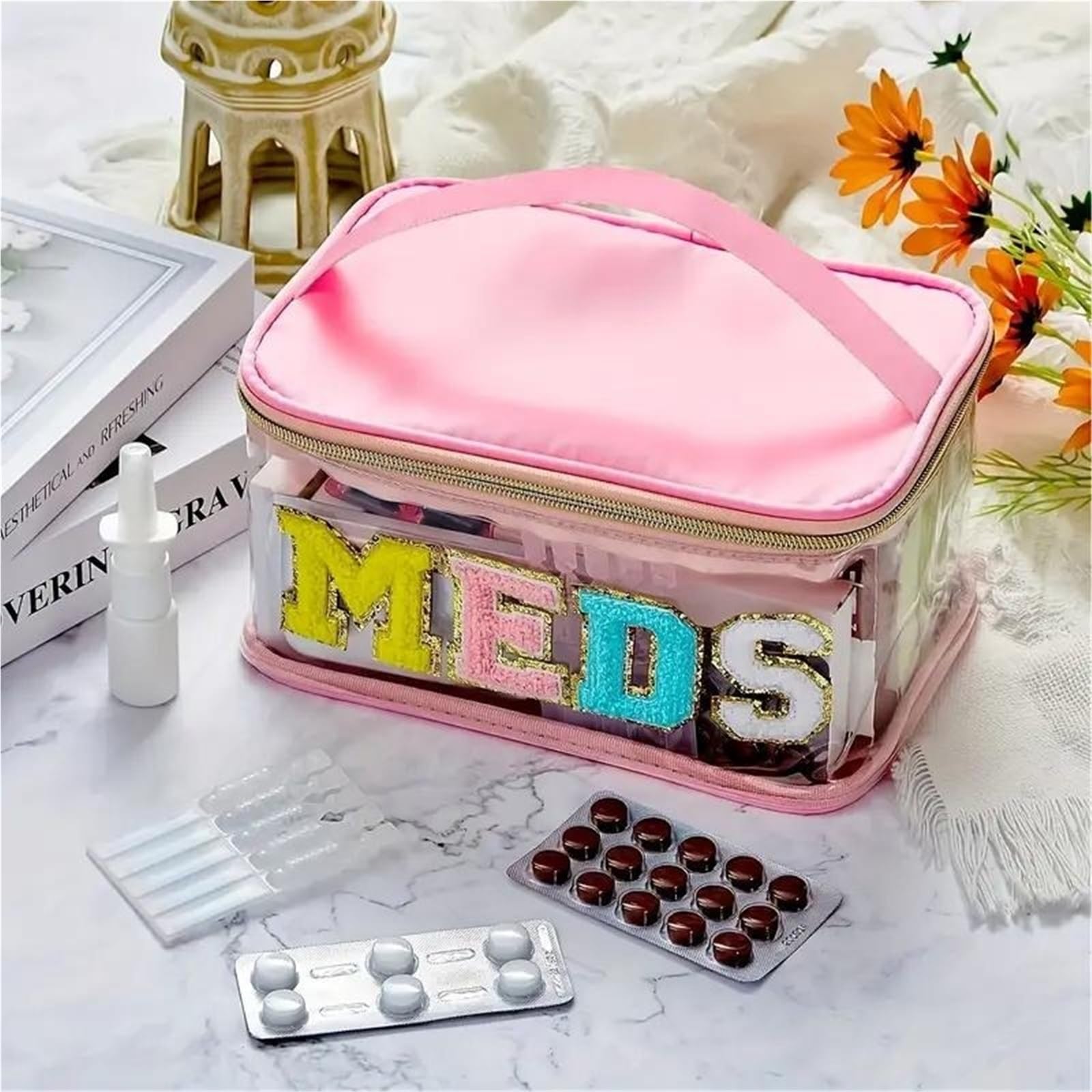 Trousse de Maquillage, Articles de Toilette, Rangement de Voyage, Format Voyage, étui cosmétique Portable avec Fermeture éclair, Transparente et étanche, pour Femmes.