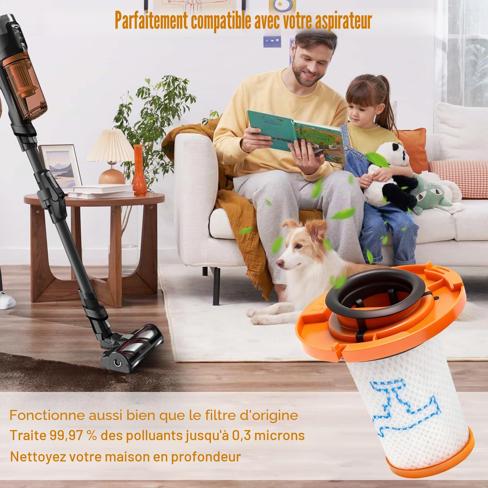 ZR009014 Lot de 3 filtres HEPA + 1 brosse de nettoyage, compatible avec aspirateur Rowenta X-Force Flex 13.60 12.60 14.80 16.60, filtre de rechange pour Rowenta