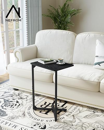 Miniatura 2 de NEFROM - Mesa auxiliar en forma de C, mesa auxiliar pequeña para sofá, mesa de sofá para sala de estar, dormitorio, mesita de noche ET-X-BKW1