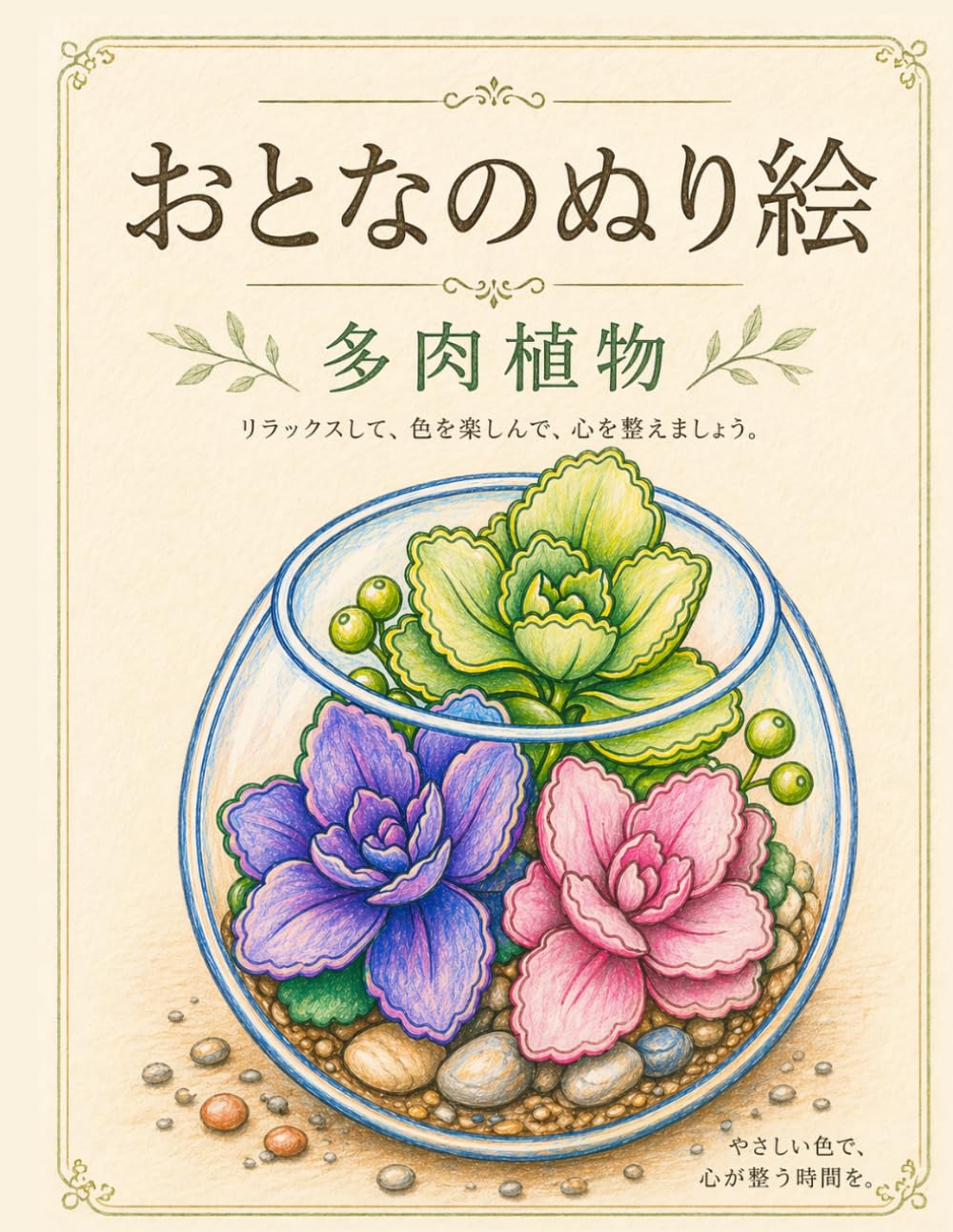 大人のための塗り絵 多肉植物: 初心者でも塗りやすいシンプル設計・片面印刷・全50図案