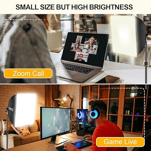 Miniatura 5 de mmcrz Paquete de 2 kits de iluminación profesional Softbox, luces de estudio de 16 x 16 pulgadas con bombillas LED E27 de 85 W 2700-6500 K,