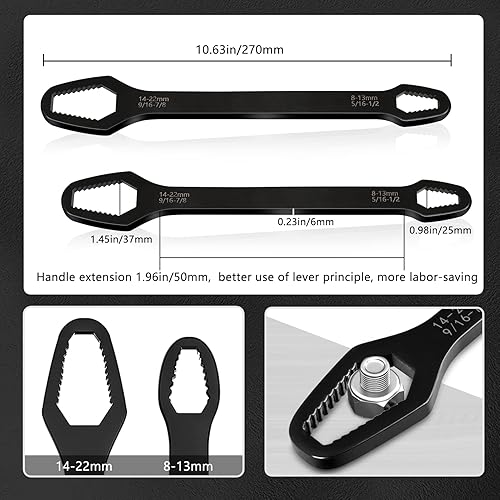 Miniatura 7 de Cadeya Llave universal 2 llaves Torx universales de 8 a 0866in de doble extremo autoapriete ajustable herramientas