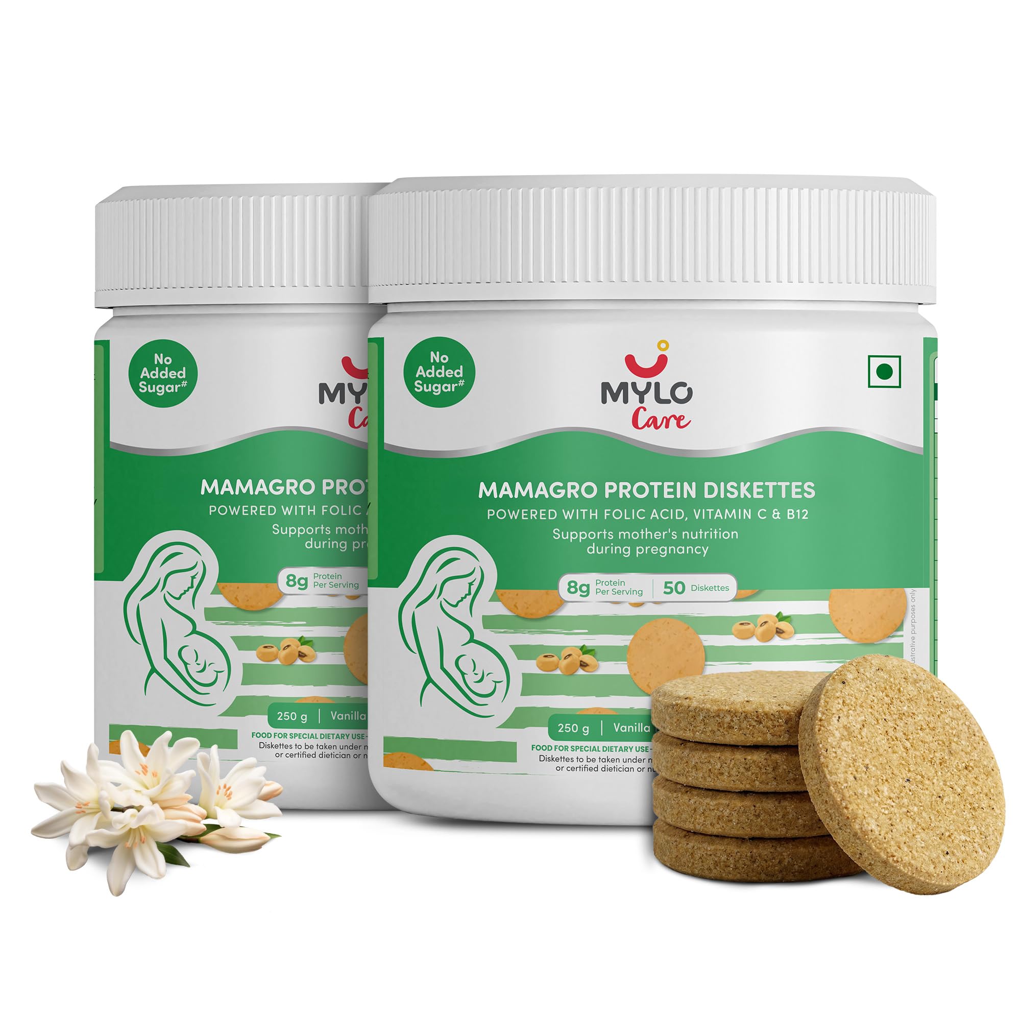 Mylo Care MamaGro Protein Diskettes | High Protein Snack for Pregnant Women | Supports Baby Growth, Placenta Development & Daily Nutrition | 250g (250 g (Pack of 3), Vanilla & Jeera & Chocolate) — Amazon image 2