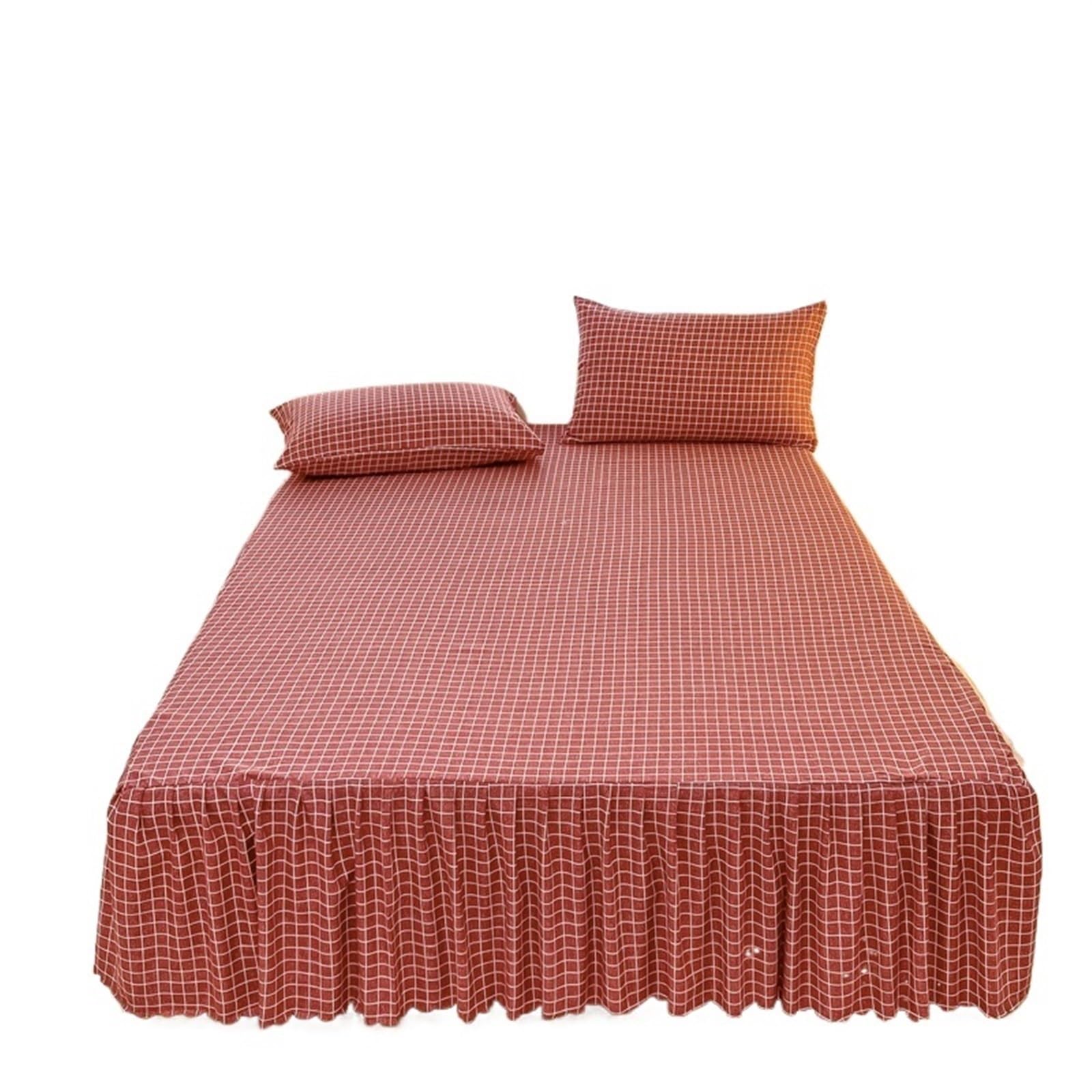 EJvkrbtx Ruffle Wrap Bedspread Bed Skirt Set With Pillowcase 3pcs Multiple Sizes(16,150x200cmx30cm 3pcs)