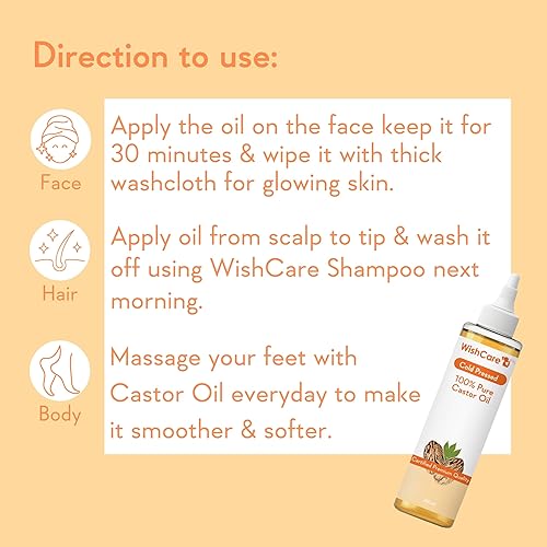 Miniatura 5 de WishCare Aceite de ricino prensado en frío prémium para cabello y piel (6.8 fl oz)