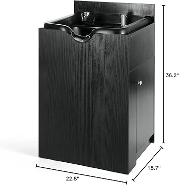 Shampoo Bowl with Cabinet Beauty Salon Shampoo Bowl Backwash Station Floor Cabinet Black