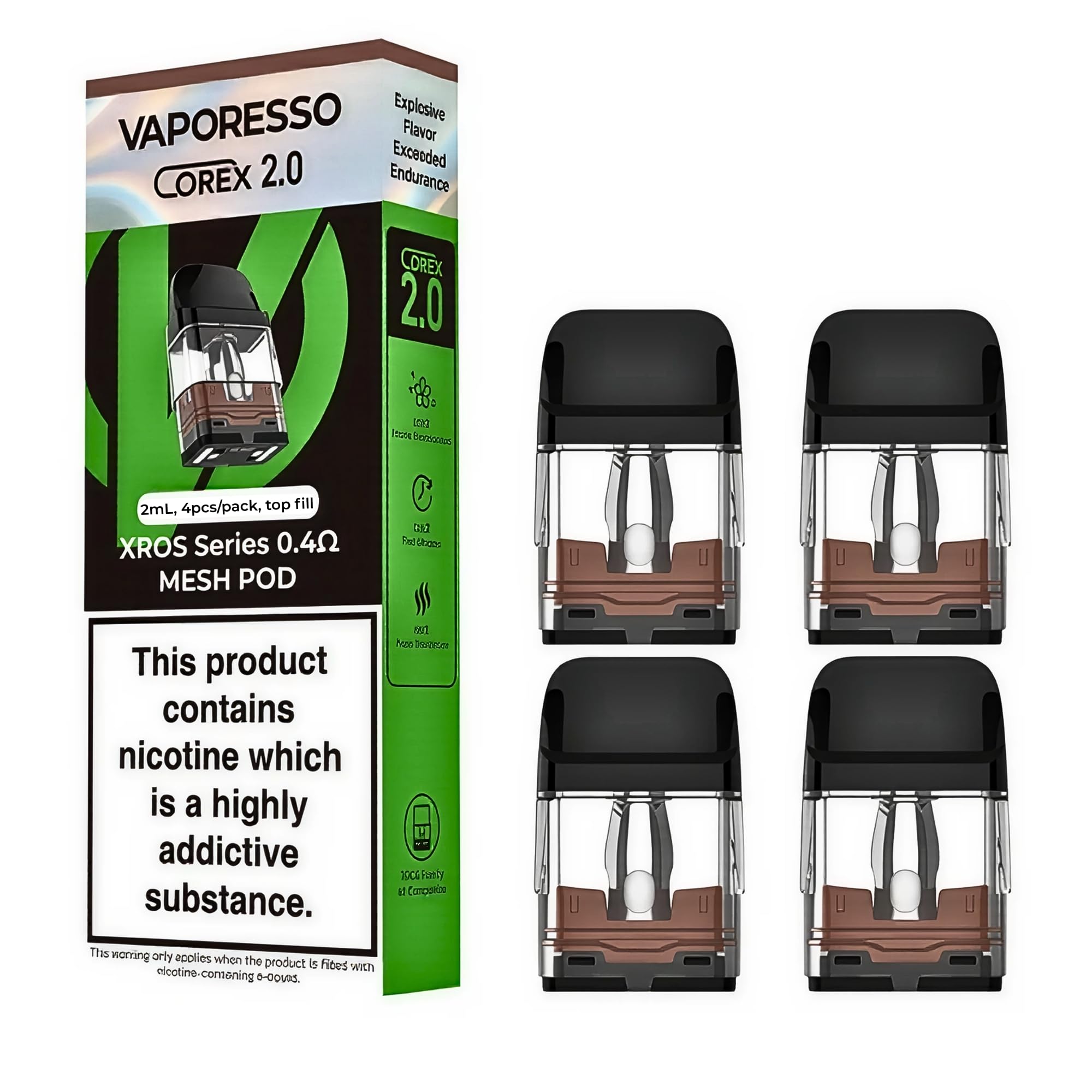 Vaporesso XROS PRO COREX 2.0 Pods [0.4ohm | 30W] 4 Pack - Top Filling, SSS Leakproof Design, for XROS Vape Kits - No Nicotine