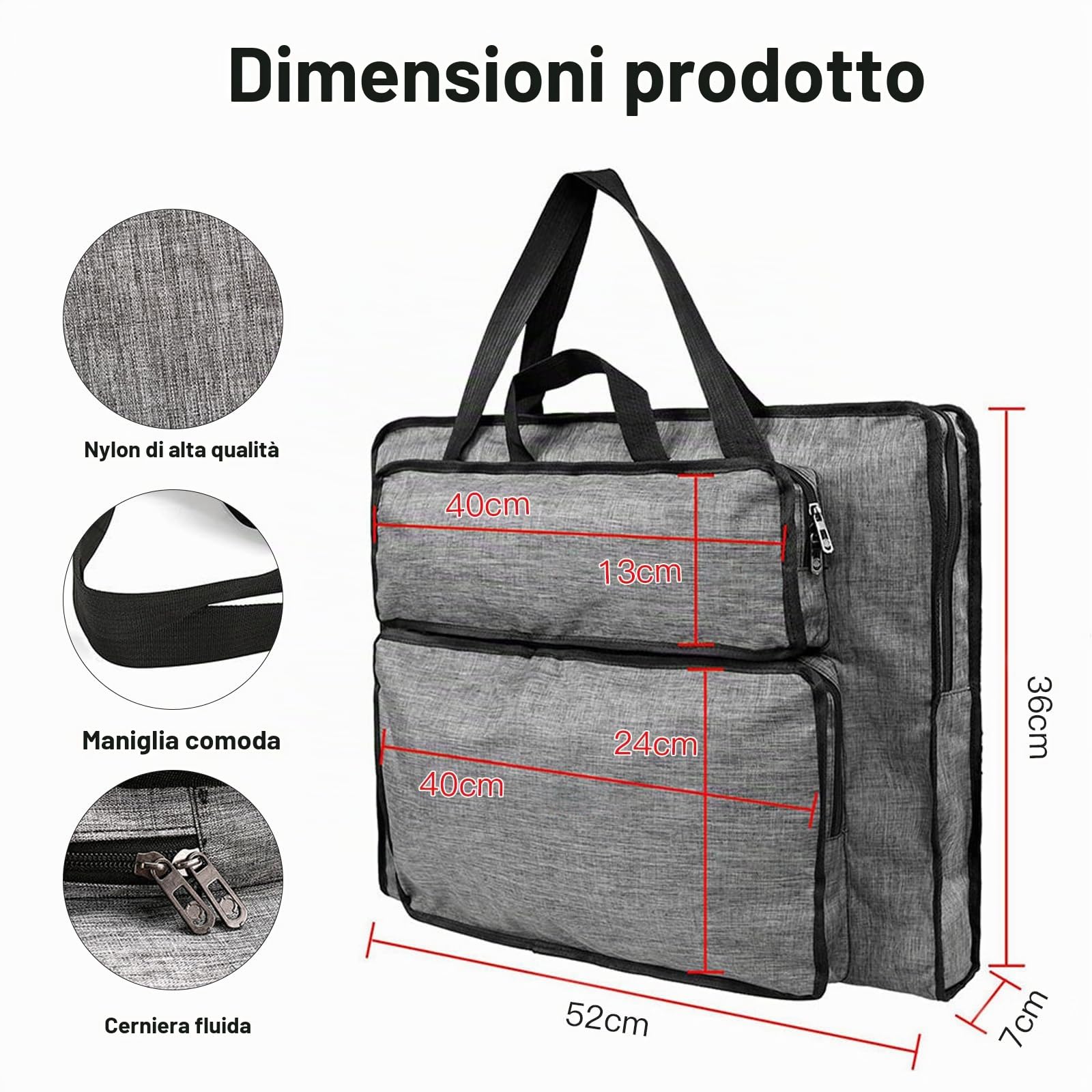 MeYuxg Borsa da Pittura Impermeabile, Cartella Portadisegni per Artisti e Studenti d'Arte (Grigio)