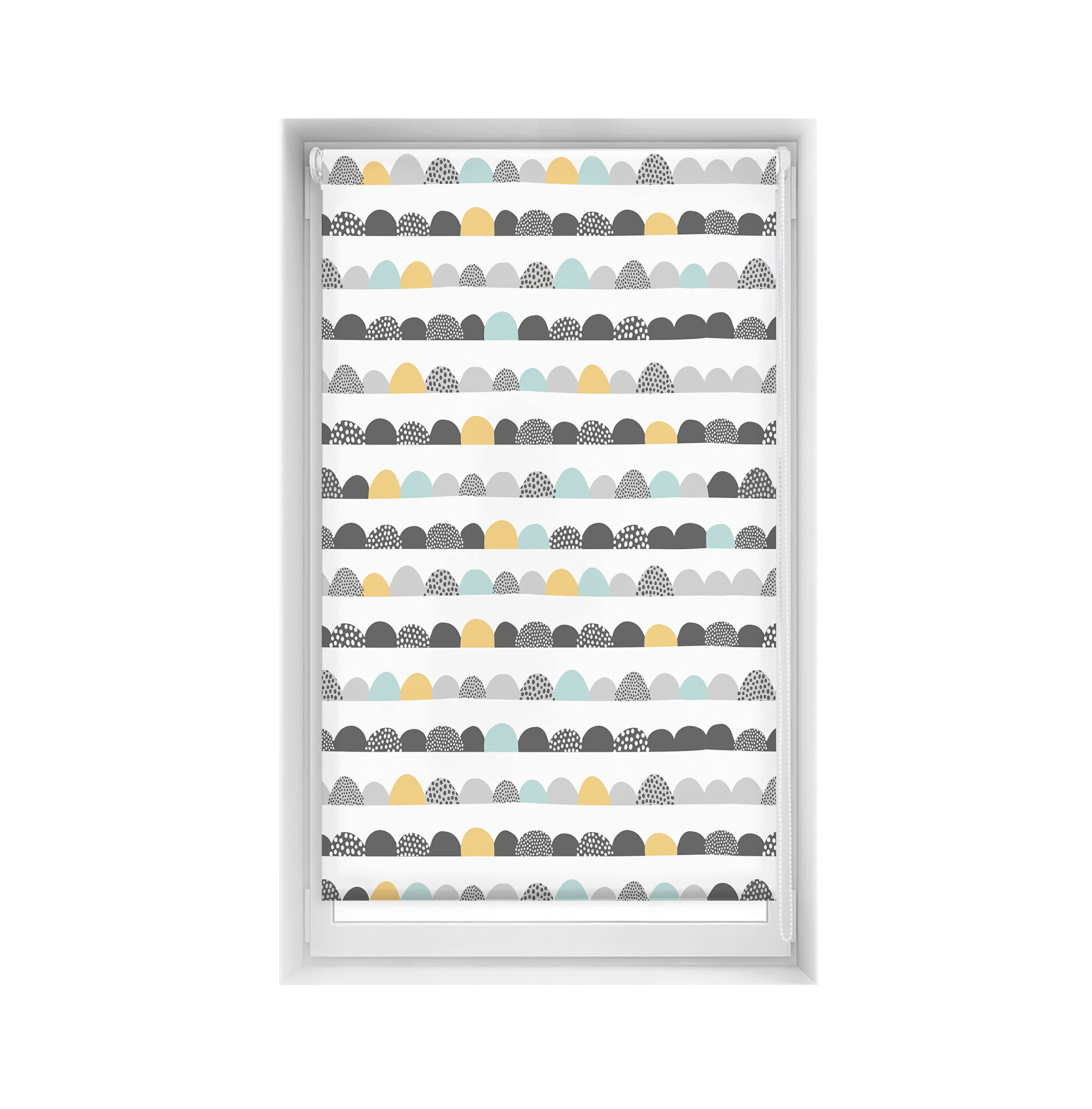 Blindecor Easy Blind, No Drilling Required, Printed, Translucent, Digital Print, Half Moon, 90 x 150 cm (Width x Height), Fabric Size 87 x 145 cm