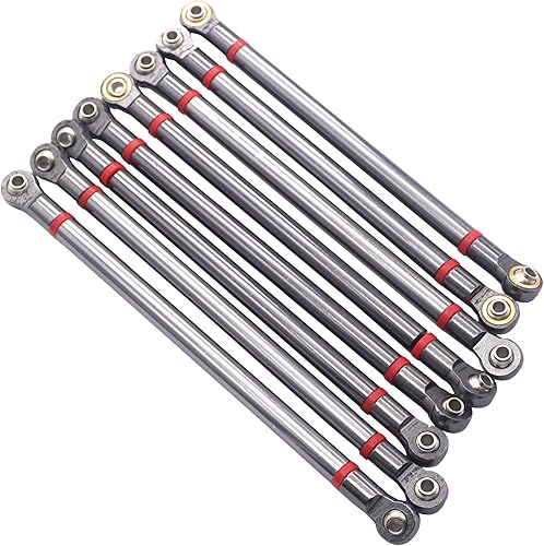 Miniatura 5 de ShareGoo - 8 piezas de aleación de aluminio de 12.323 in distancia entre ejes de varilla, varillas, compatible con Axial SCX10 90022 90027 90028 110
