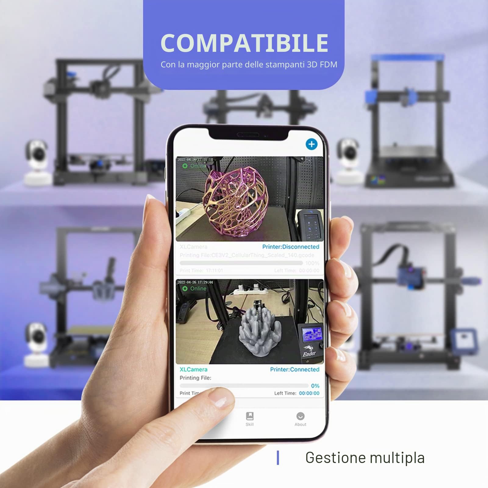 Beagle camera, webcam per stampante 3D, Plug & Play, monitoraggio remoto, supporto per PC/app, generazione automatica di video time-lapse, con scheda micro SD 32 G, 2.4 GHz WLAN