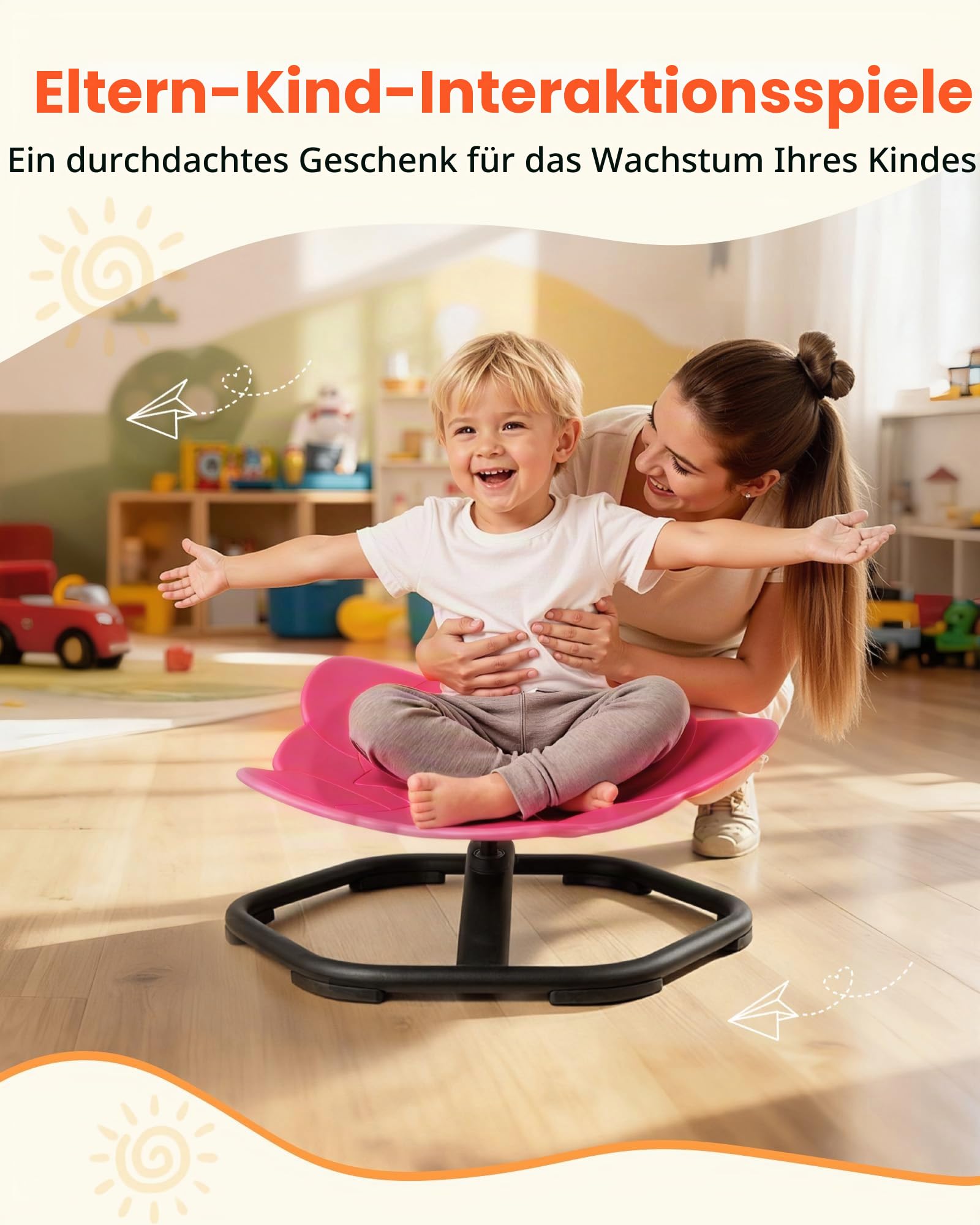 VEVOR Kinderdrehstuhl sensorischer Drehstuhl in Elefantenform, 100 kg Tragkraft, sensorisches Spielzeug mit Rutschfester Metallfuß, zur Förderung von Koordination Gleichgewicht Konzentration, Rot