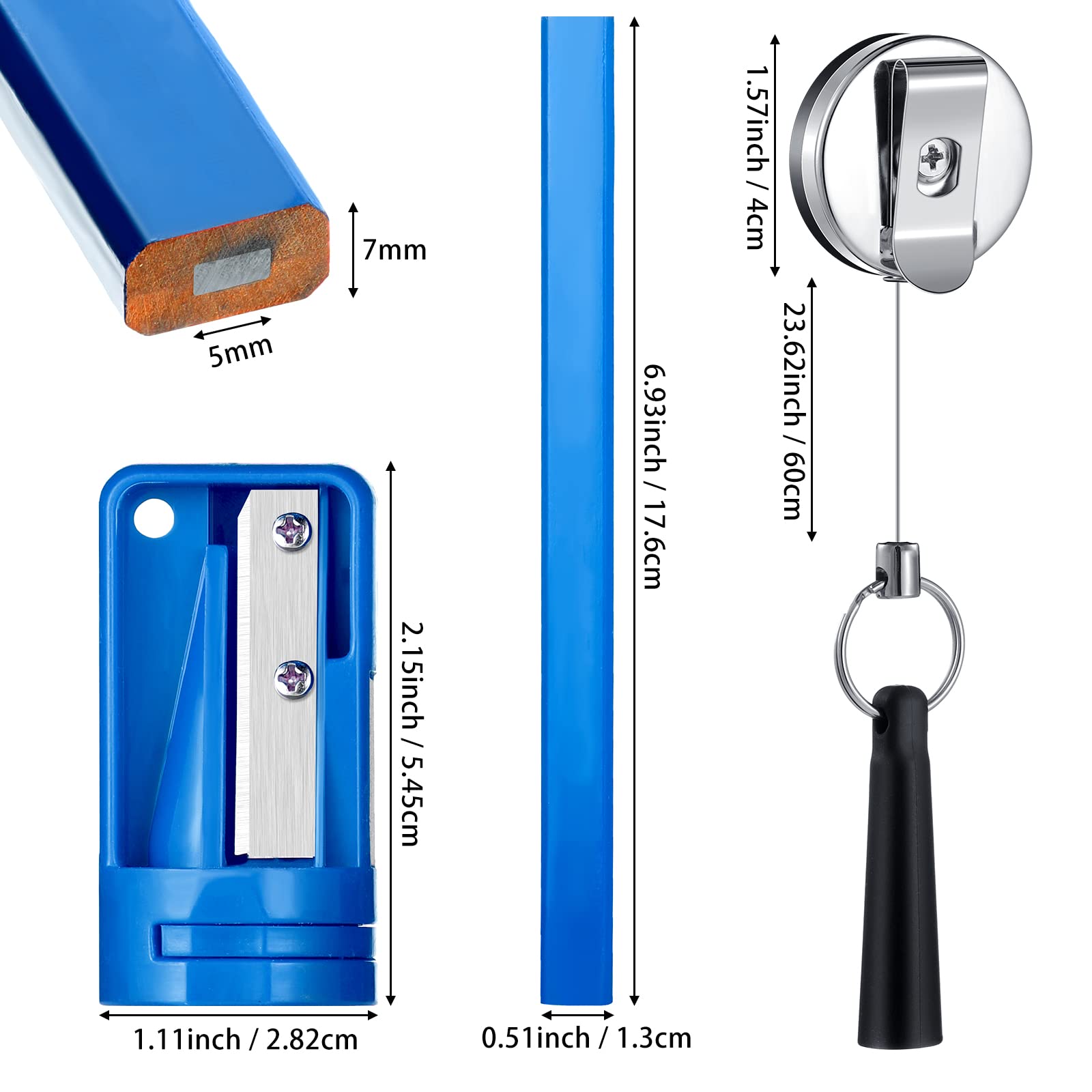 Honoson 24 Pcs Carpenter Pencil with Sharpener,Blue Cover, Black Refill — Amazon image 2
