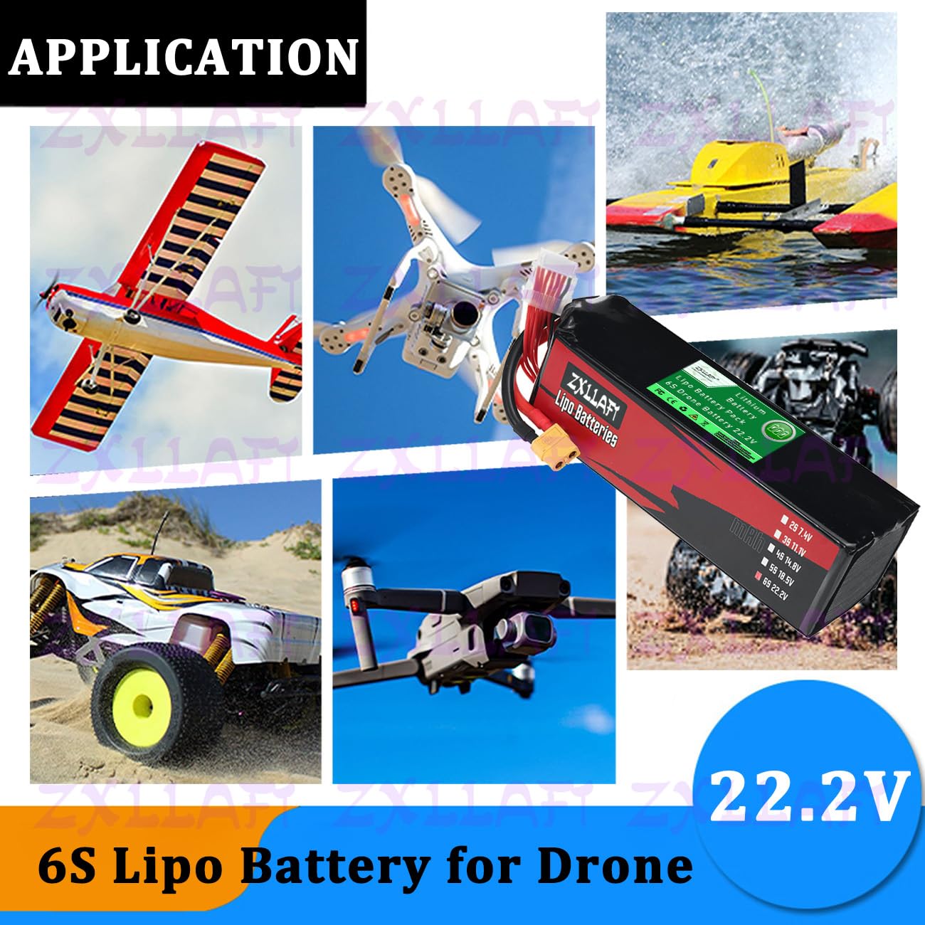 Batterie pour Drone 6S 22,2V Batterie au Lithium Piles Lipo Piles de Remplacement pour modèle d'avion, Buggy électrique, Alimentation Secours avec Panneau BMS